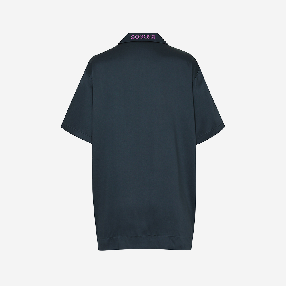 고고르르 체스트 로고 파자마 하프 셔츠 차콜(GOGORR Chest Logo Pajama Half Shirt Charcoal) - 2