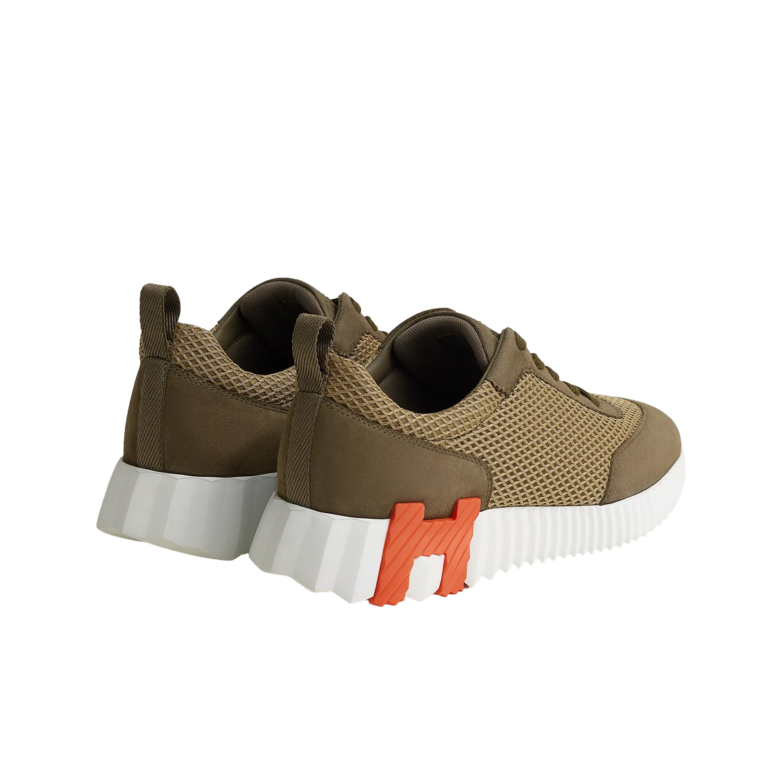 (W) 에르메스 바운싱 스니커즈 그래픽 메쉬 스웨이드 고트스킨 & 베르 뚠드라((W) Hermes Bouncing Sneakers Graphic Mesh Suede Goatskin & Vert Toundra) - 3