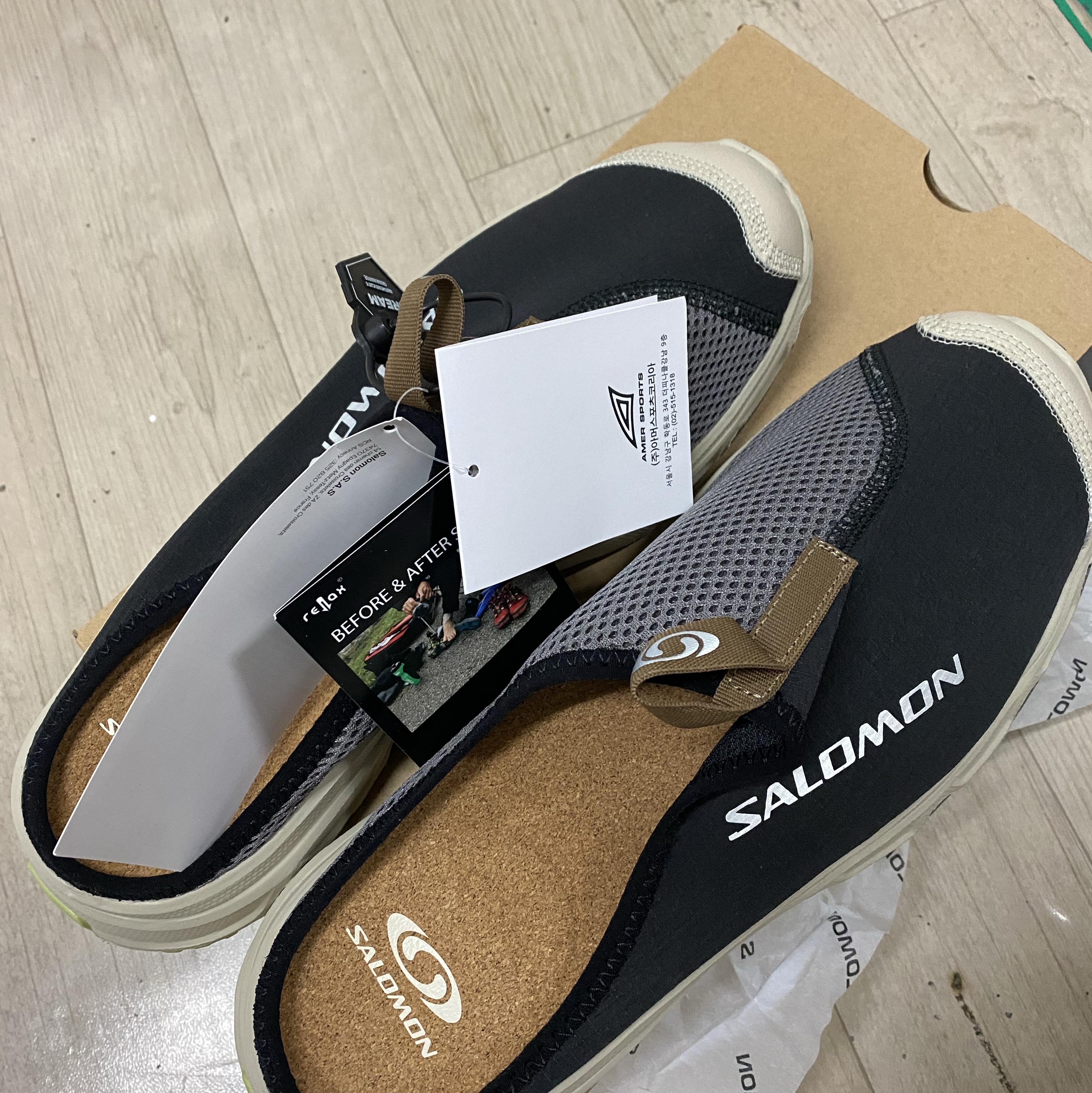 Salomon RX Slide 3.0 Black Plum Kitten 착용 스타일
