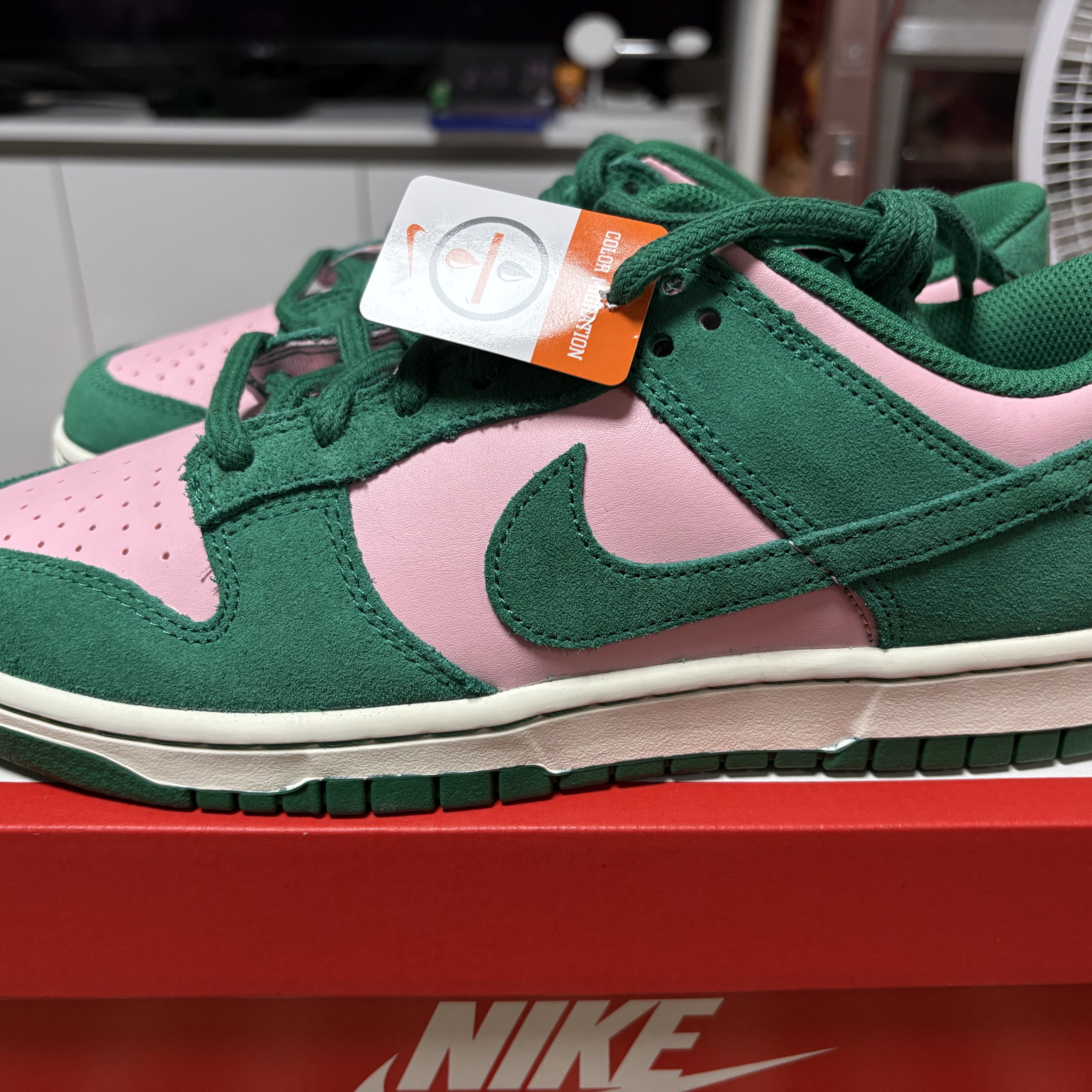 Nike Dunk Low Retro SE Medium Soft Pink Malachite 착용 스타일 - 1