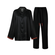 GOGORR Chest Logo Pajama Long Set Black