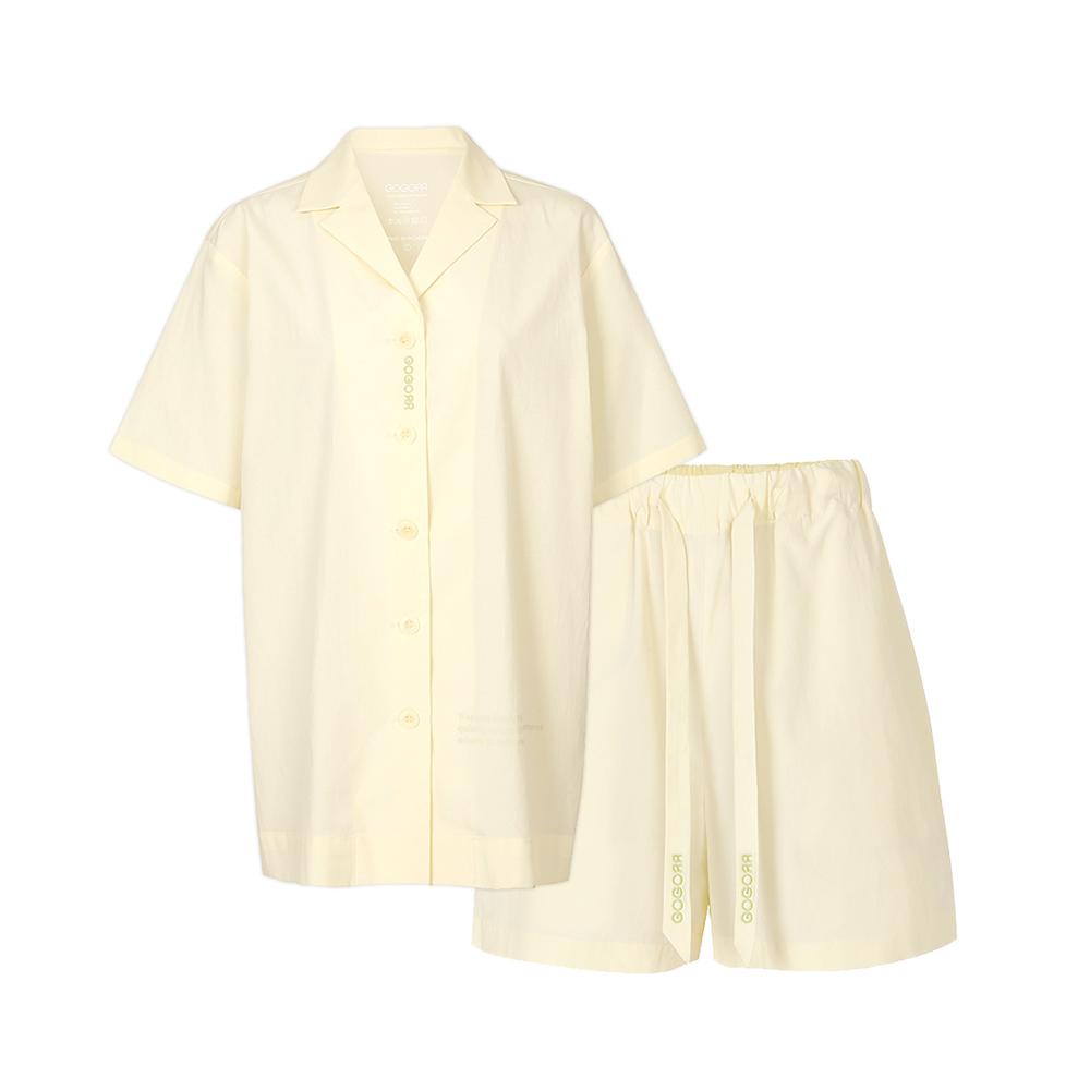 고고르르 체스트 로고 파자마 하프 세트 크림