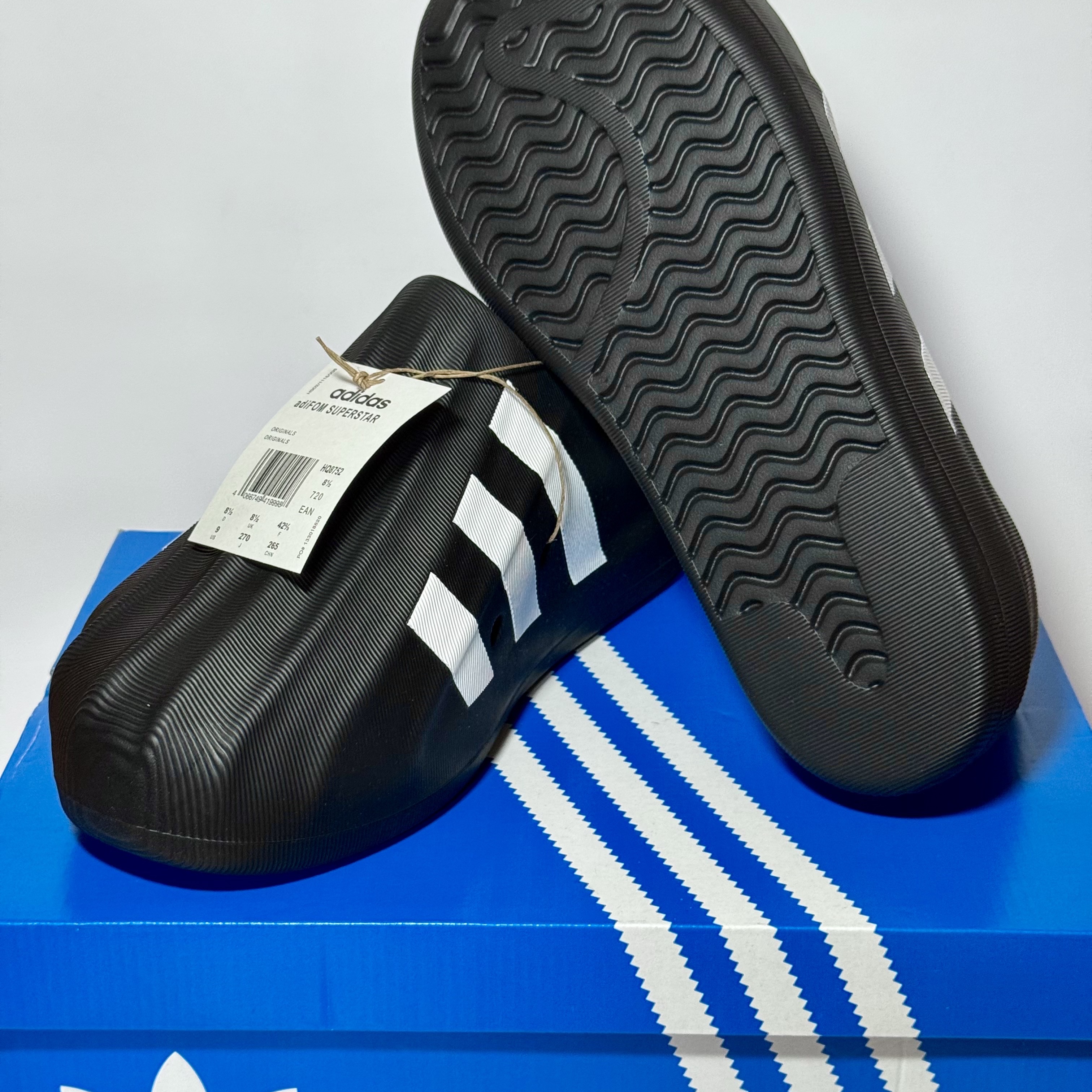 Adidas Adifom Superstar Core Black Cloud White 착용 스타일 - 2