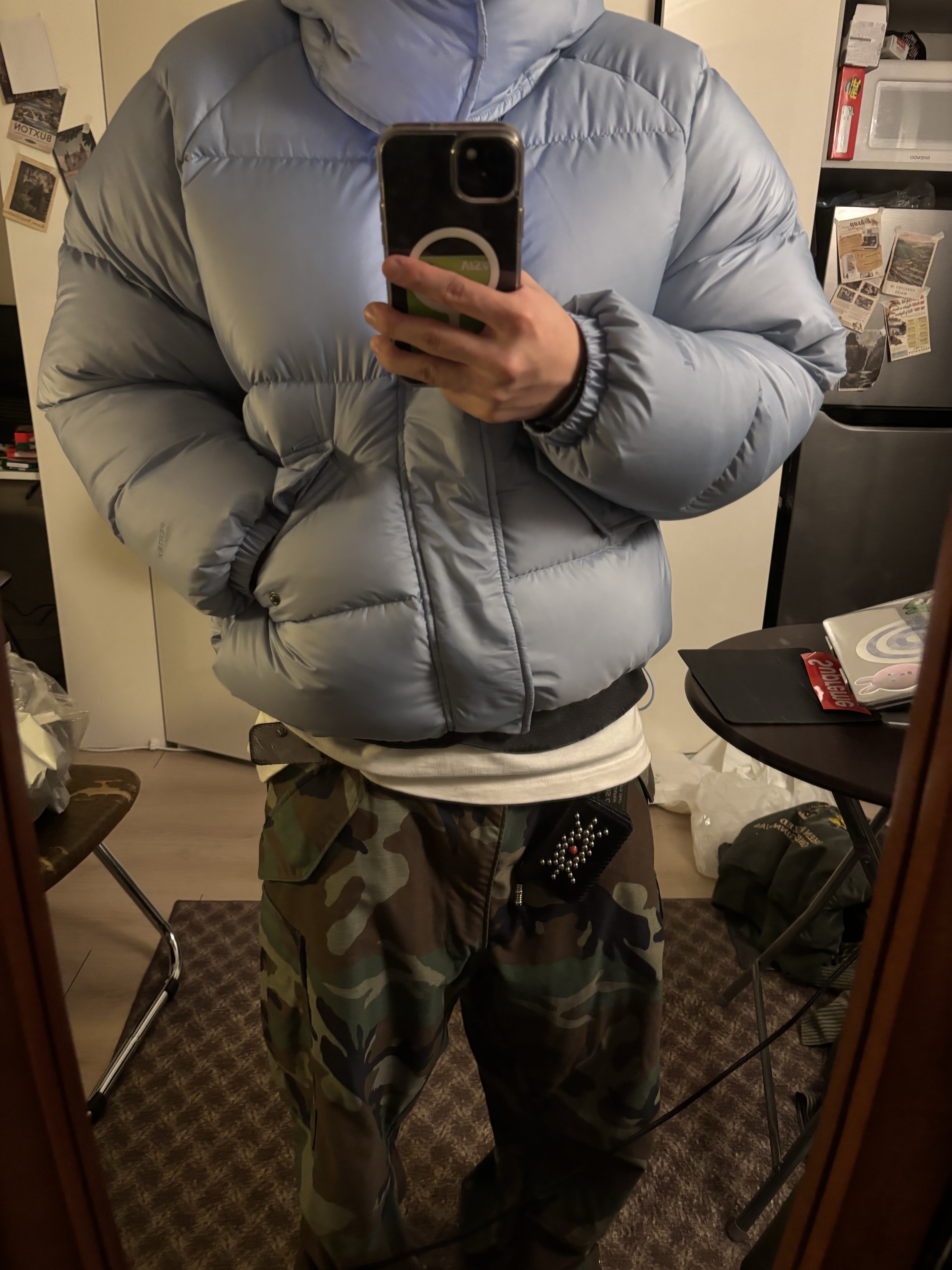 Supreme 700-Fill Down Lightweight Puffer Jacket Light Blue - 24FW 착용 스타일 - 1