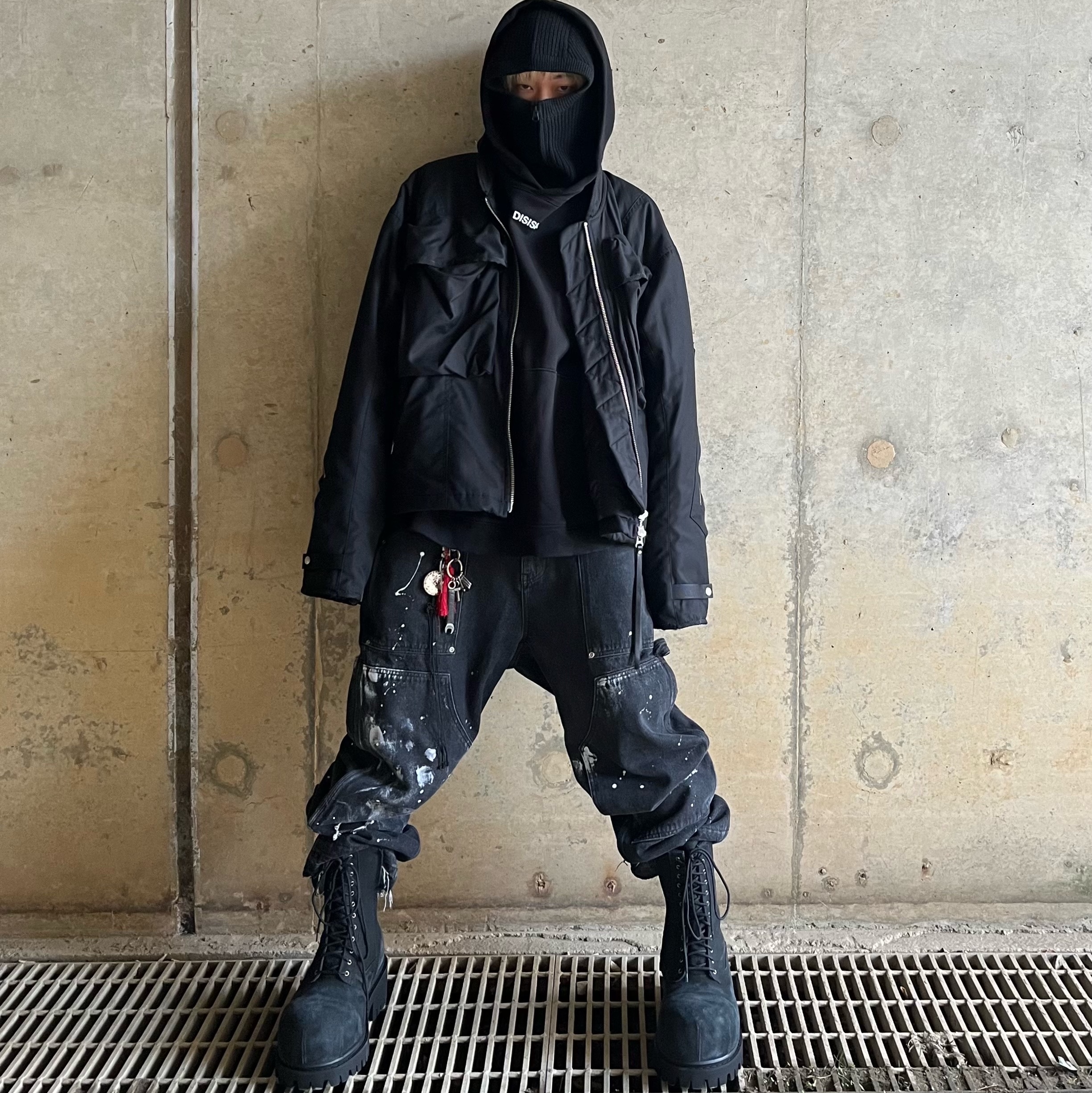 Wapworks Work Double Knee Carpenter Pants, Balenciaga Stomper Bootie Black 착용 스타일 - 2
