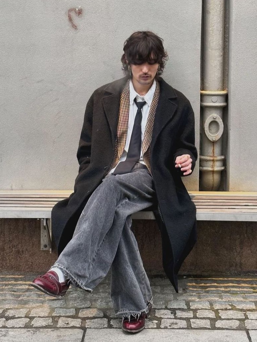 Ader Error Splash Blazer Noir, Siyazu SIOT4123 Padding Half Coat Brown 착용 스타일 - 4
