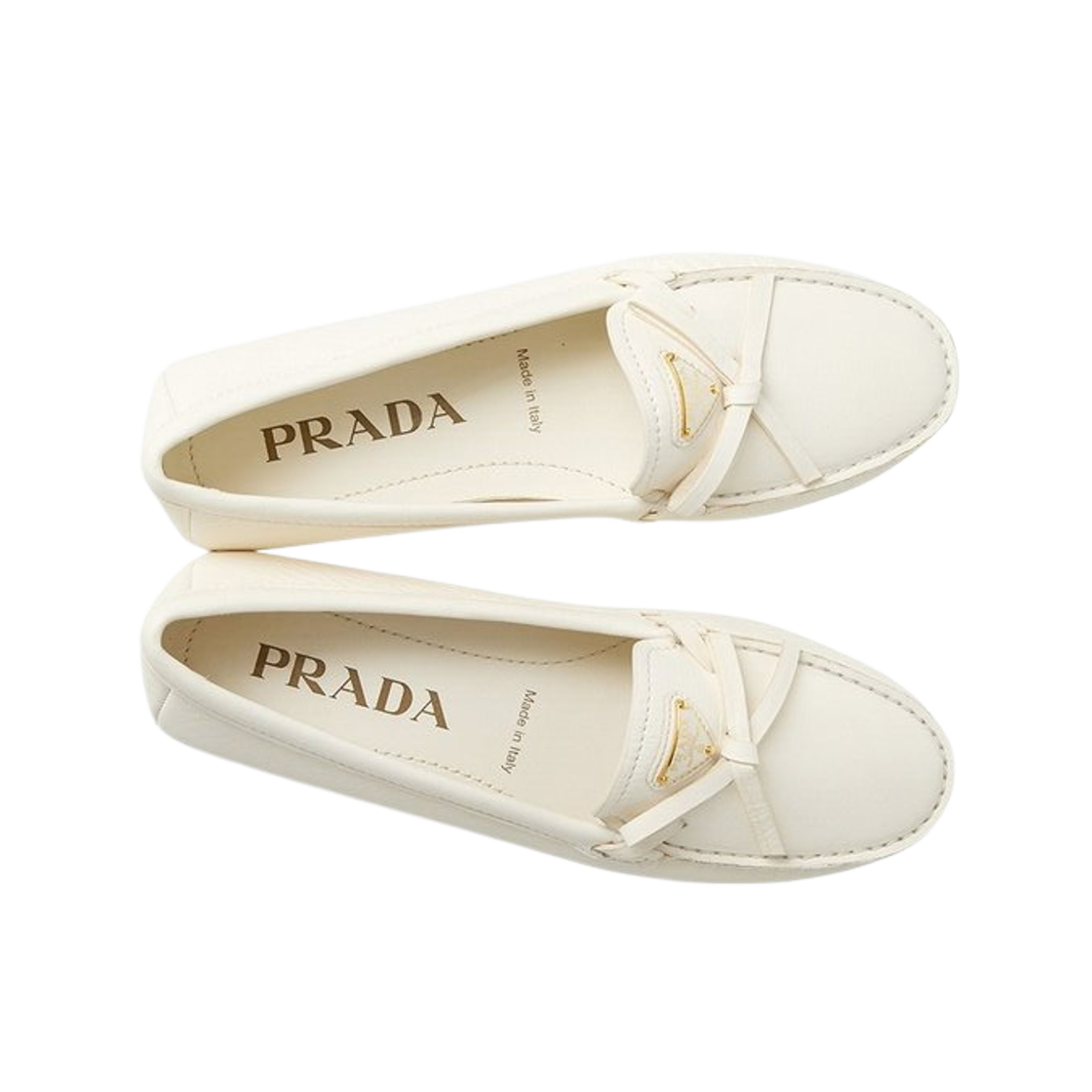 (W) 프라다 레더 드라이빙 로퍼 아이보리((W) Prada Leather Driving Loafers Ivory) - 2