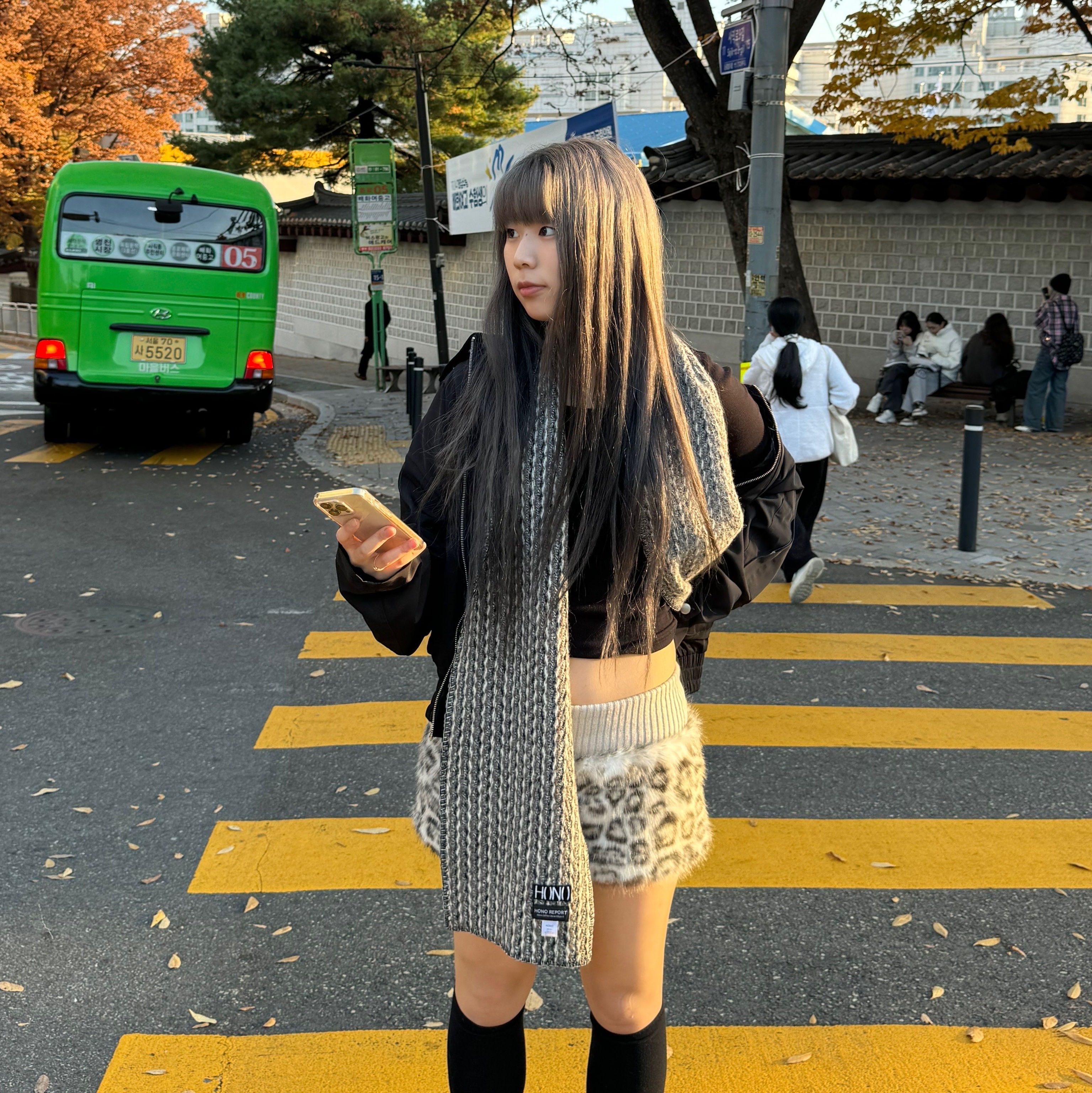 Hono Report Mixed Muffler Melange 착용 스타일 - 2