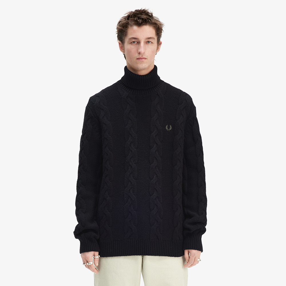 프레드페리 청키 케이블 니트 롤 넥 니트 블랙(Fred Perry Chunky Cable Knit Roll Neck Knit Black) - 2