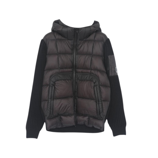 C.P COMPANY Merino Wool Mixed Hooded Knit Jacket Black