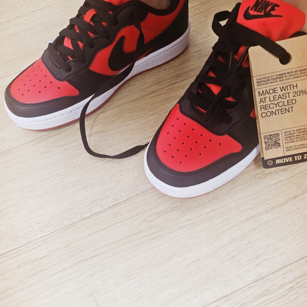 (GS) Nike Court Borough Low Recraft University Red Black 착용 스타일