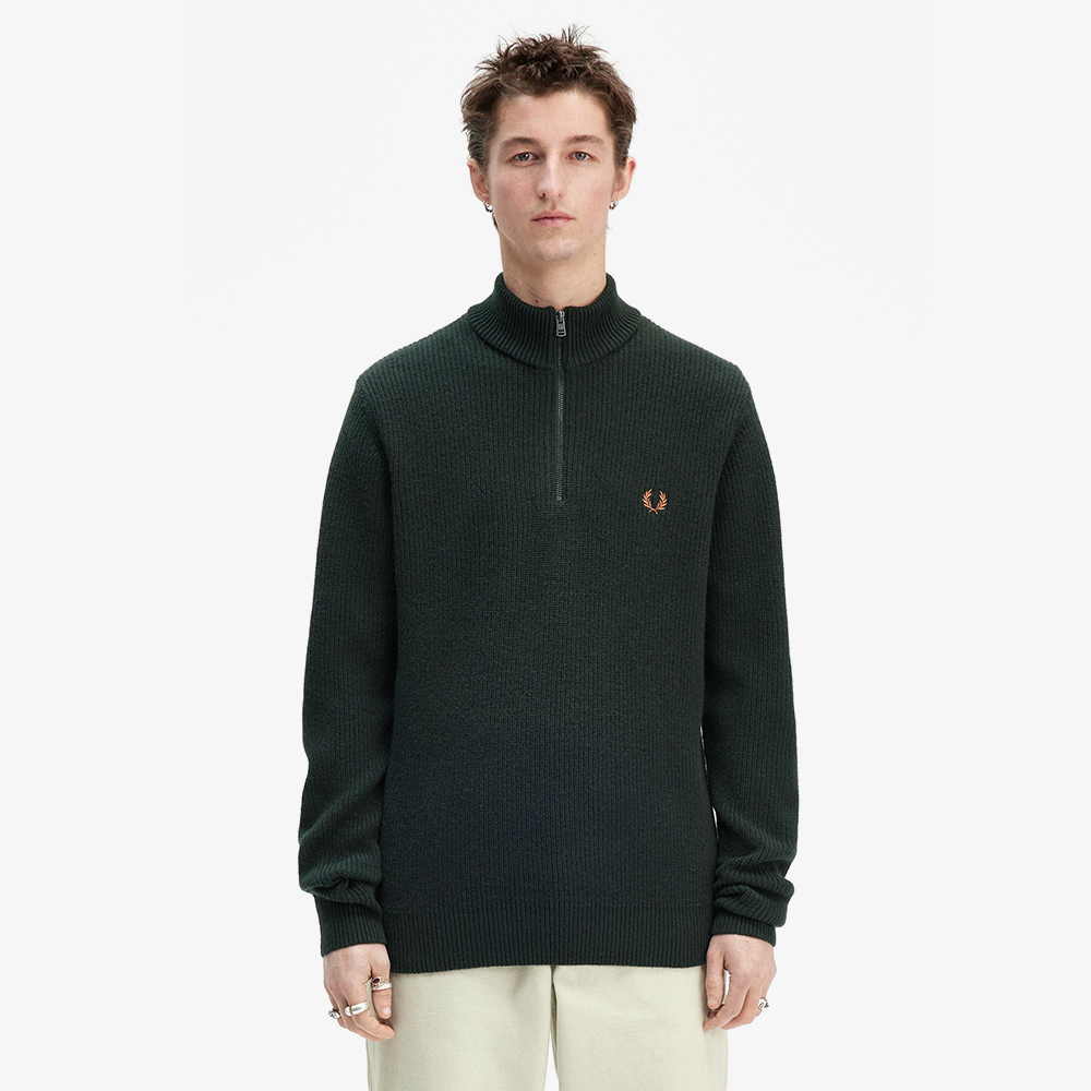 프레드페리 텍스쳐드 하프 집 니트 나이트그린(Fred Perry Textured Half Zip Knit Night Green) - 2