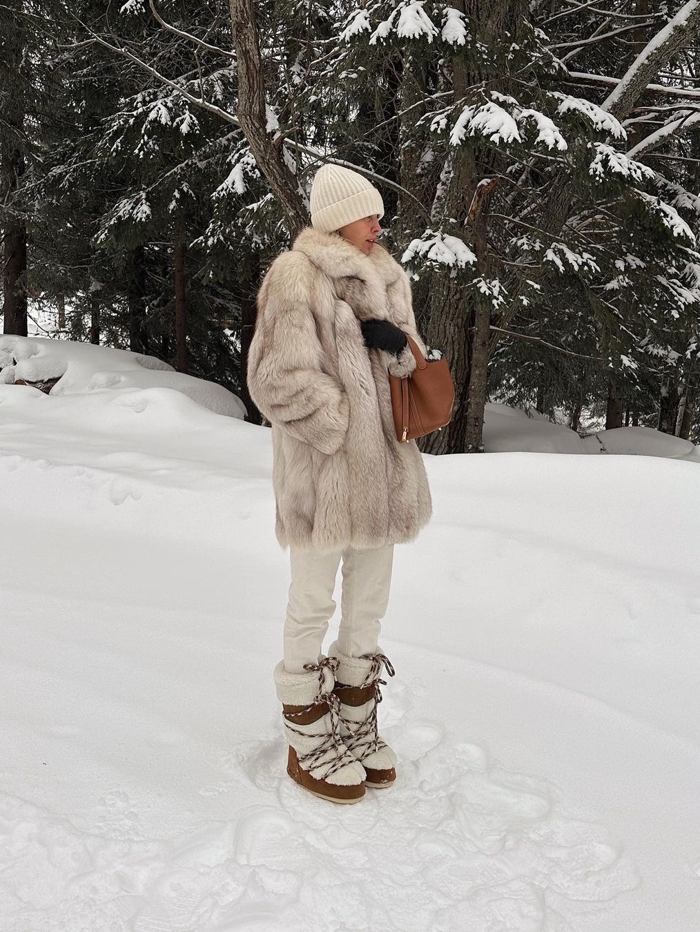 (W) Moon Boot Icon Cream Shearing Boots Gold, (W) Moon Boot Icon Low Nylon Boots Black 착용 스타일 - 2