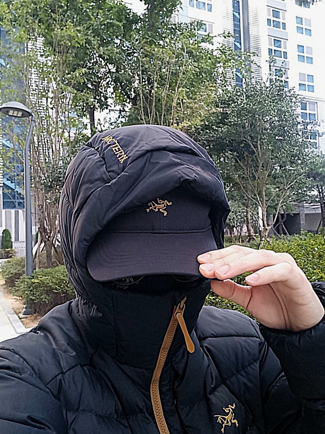 Arc'teryx Rho Lightweight Wool Neck Gaiter Black, Arc'teryx Thorium Hoody Dark Magic 착용 스타일 - 4