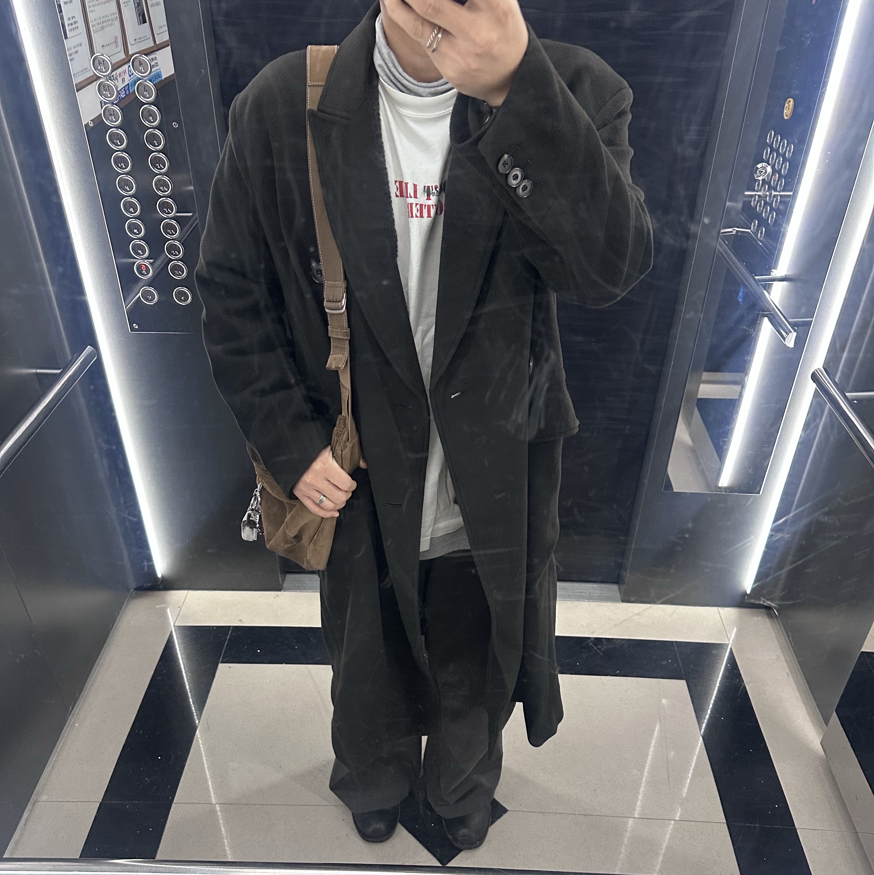 Polyteru Turtle Neck Sleeve Melange Gray, Polyteru 1 Tuck Gosima Pants Deep Charcoal 착용 스타일