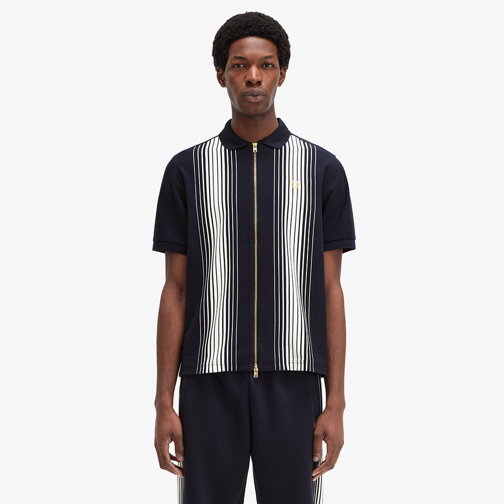 프레드페리 옴브레 스트라이프 집 스루 폴로 셔츠 네이비(Fred Perry Ombre Stripe Zip Through Polo Navy) - 2