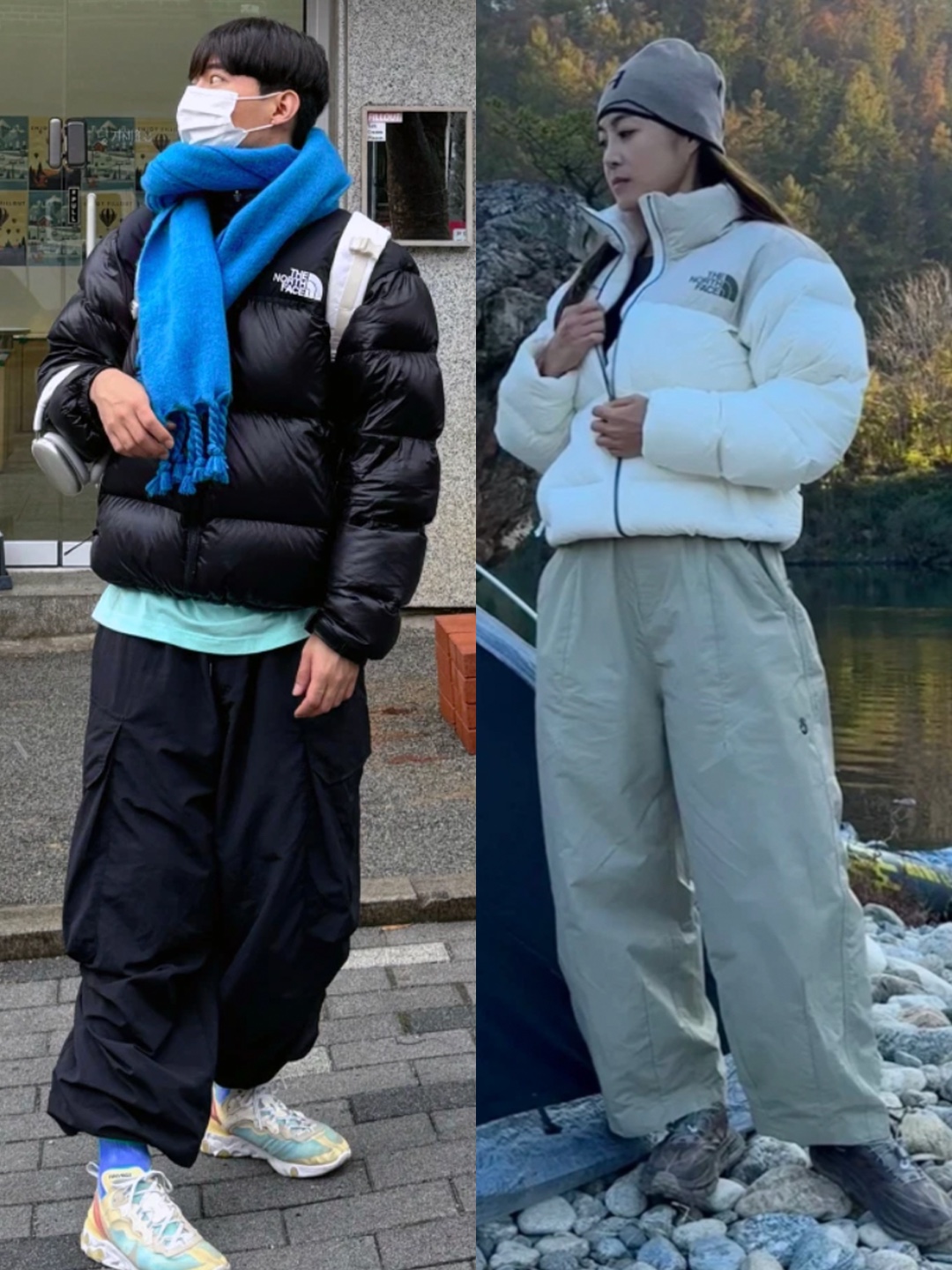 The North Face Summit Mattehorn RDS Down Jacket Light Gray, (W) The North Face White Label Novelty Nuptse Down Jacket SE Pink 착용 스타일 - 3