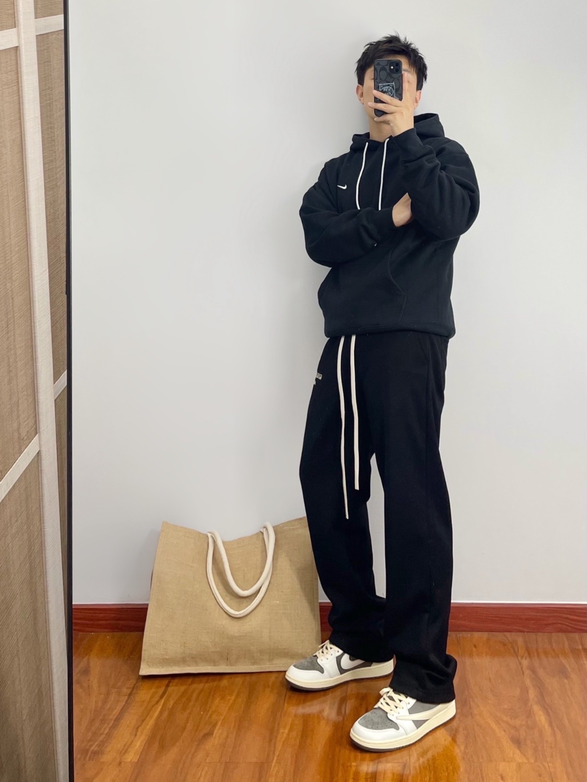 Nike NRG Solo Swoosh Fleece Hoodie Black White - Asia 착용 스타일 - 1