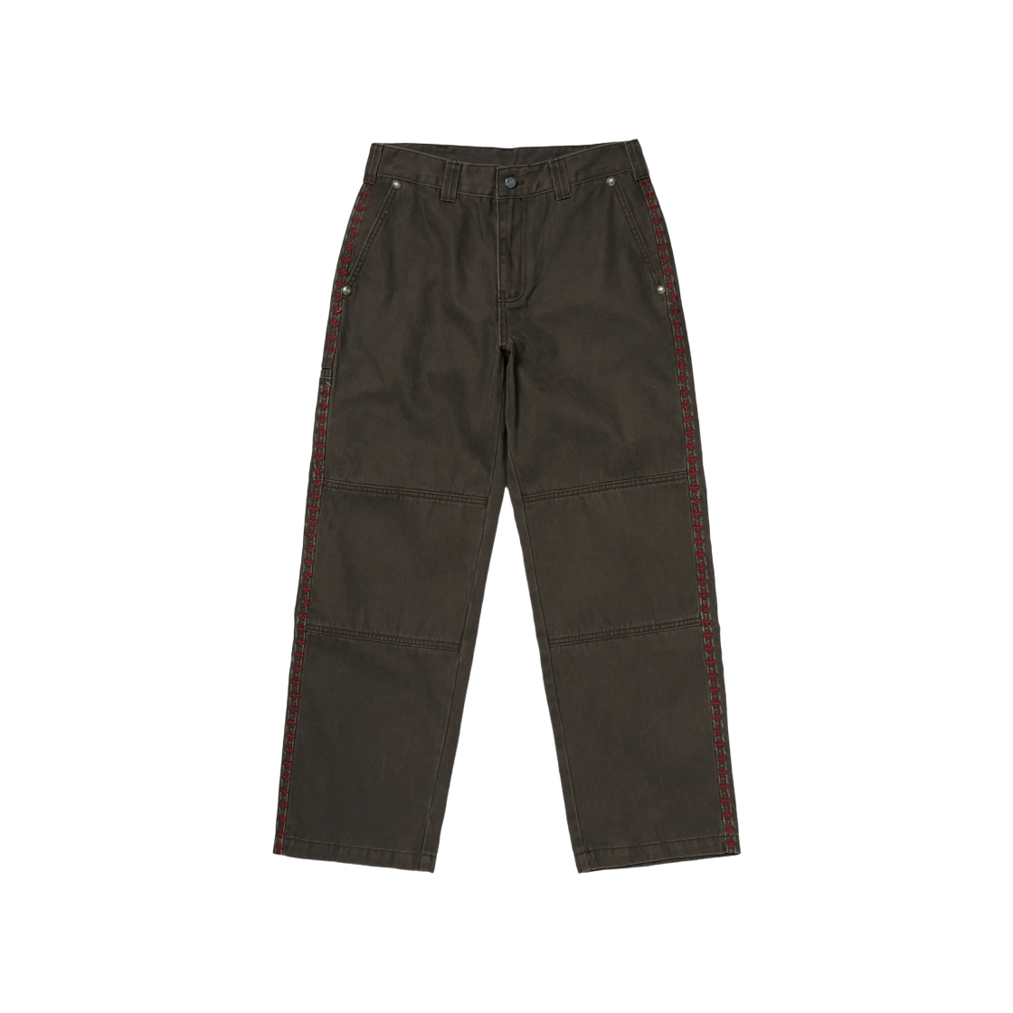 TC24DK0802 Thug Club x Dickies Cross Stitch Double Knee Pants Brown - 대표 이미지 #1