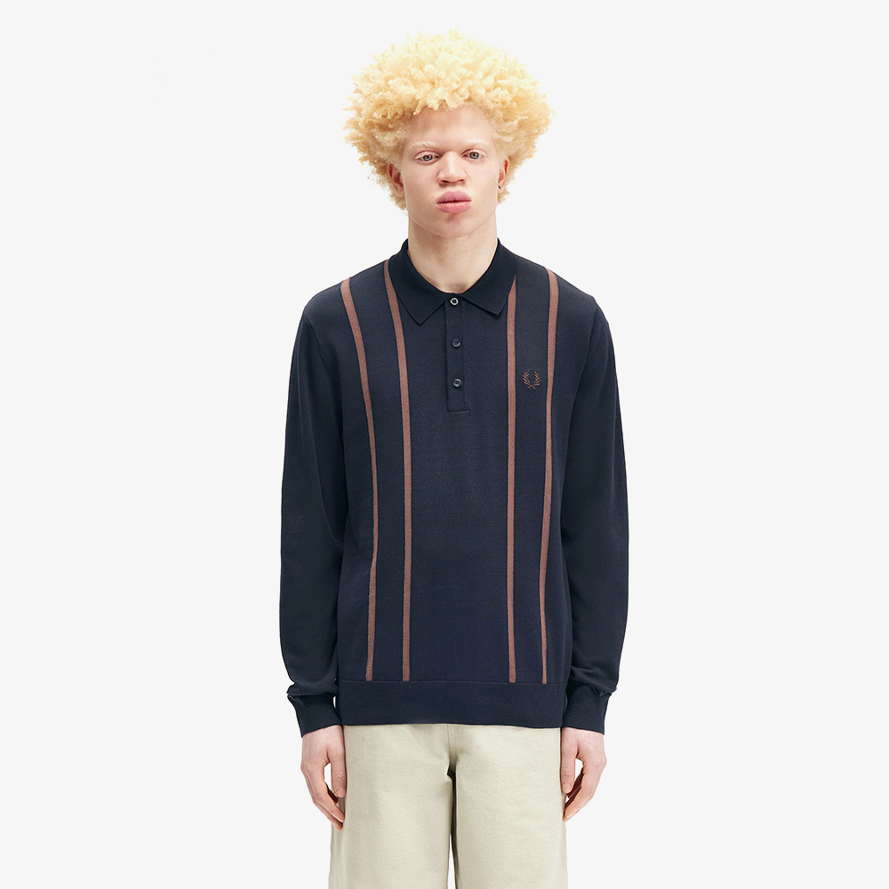 프레드페리 버티컬 스트라이프 니트 셔츠 네이비(Fred Perry Vertical Stripe Knitted Shirt Navy) - 2