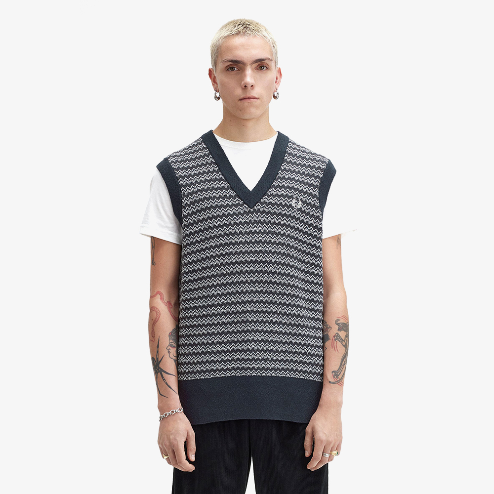 프레드페리 부클 자카드 베스트 네이비(Fred Perry Boucle Jacquard Vest Navy) - 2