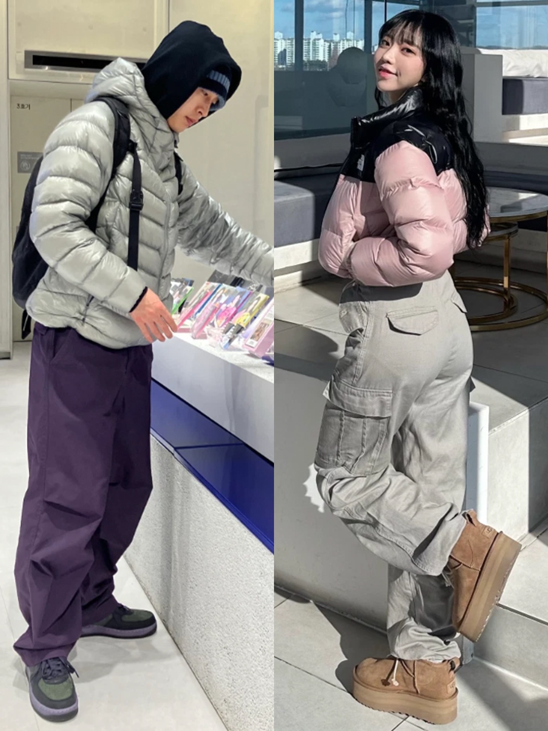 The North Face Summit Mattehorn RDS Down Jacket Light Gray, (W) The North Face White Label Novelty Nuptse Down Jacket SE Pink 착용 스타일 - 2