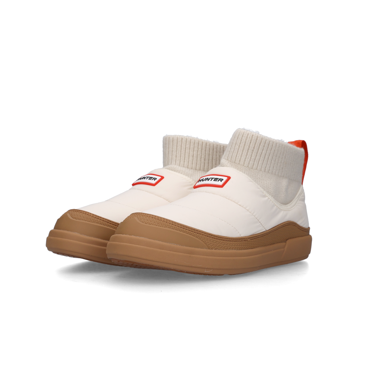 (W) Hunter In Out Puffer Knit Cuff Boots White Willow