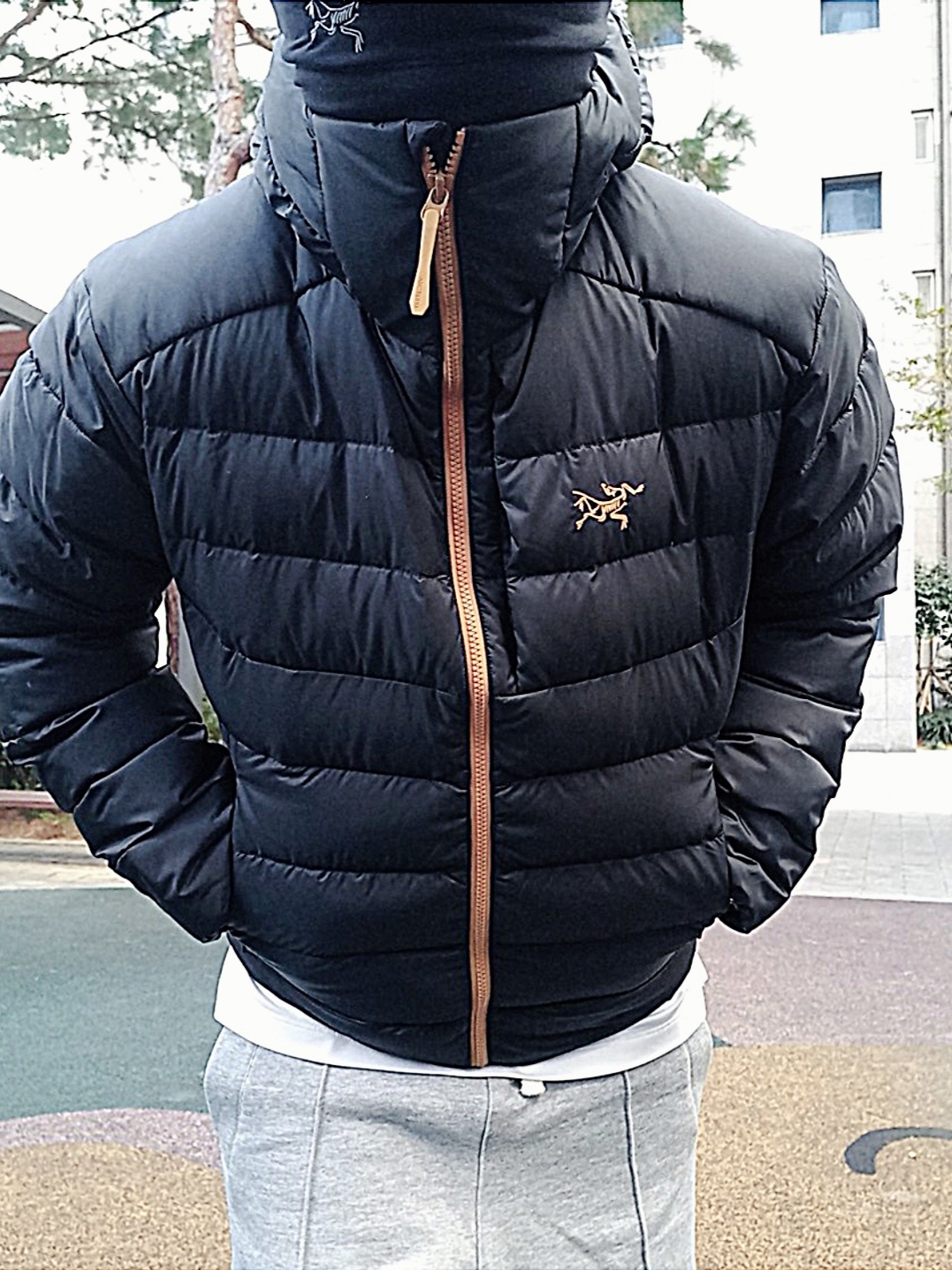 Arc'teryx Rho Lightweight Wool Neck Gaiter Black, Arc'teryx Thorium Hoody Dark Magic 착용 스타일 - 3