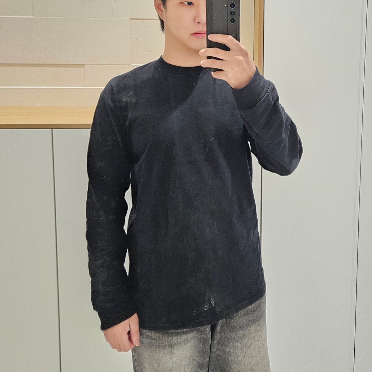 Gildan Heavy Ultra Cotton Long Sleeve T-Shirt White Black (2Pack) 착용 스타일 - 4