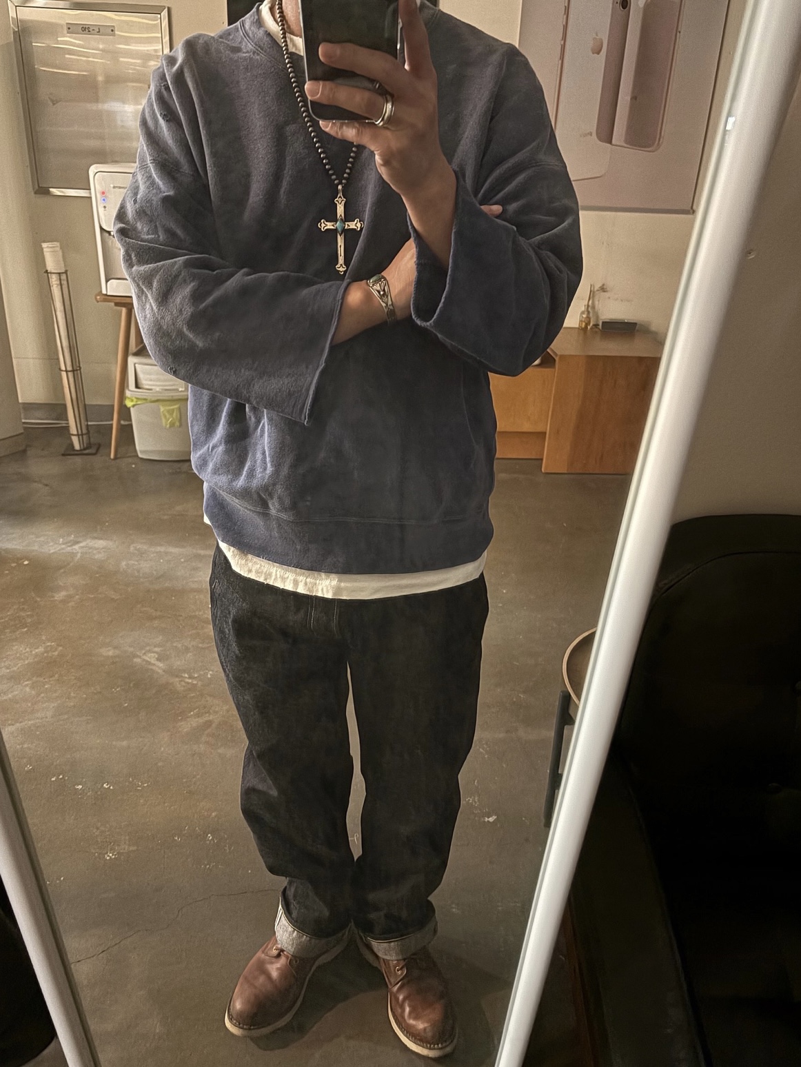 Visvim Iris Jacket Blue - 22FW, Visvim Court Hoodie P.O Crash Black - 23SS 착용 스타일 - 4
