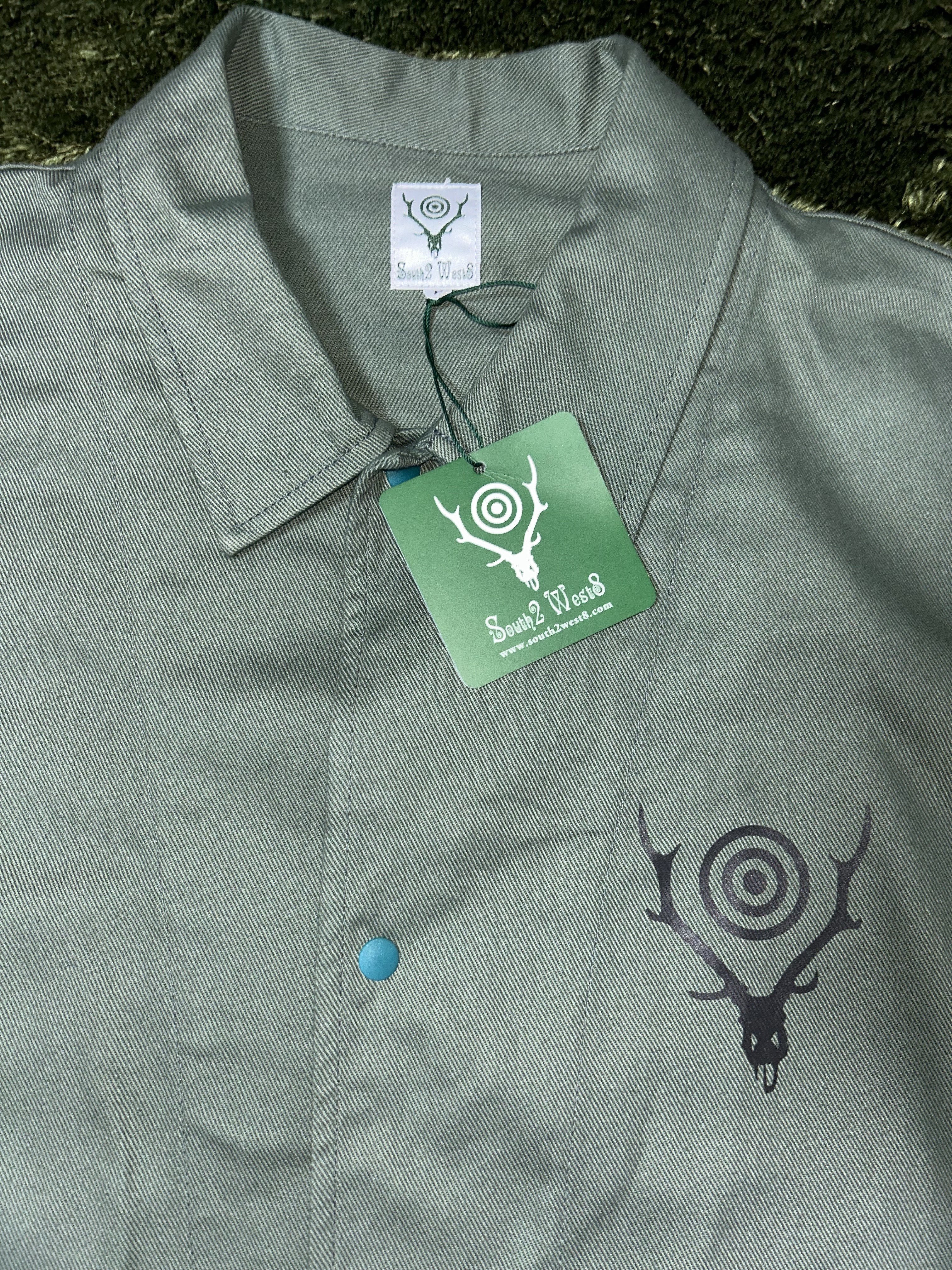 South2 West8 Cotton Twill Coach Jacket Khaki 착용 스타일 - 4