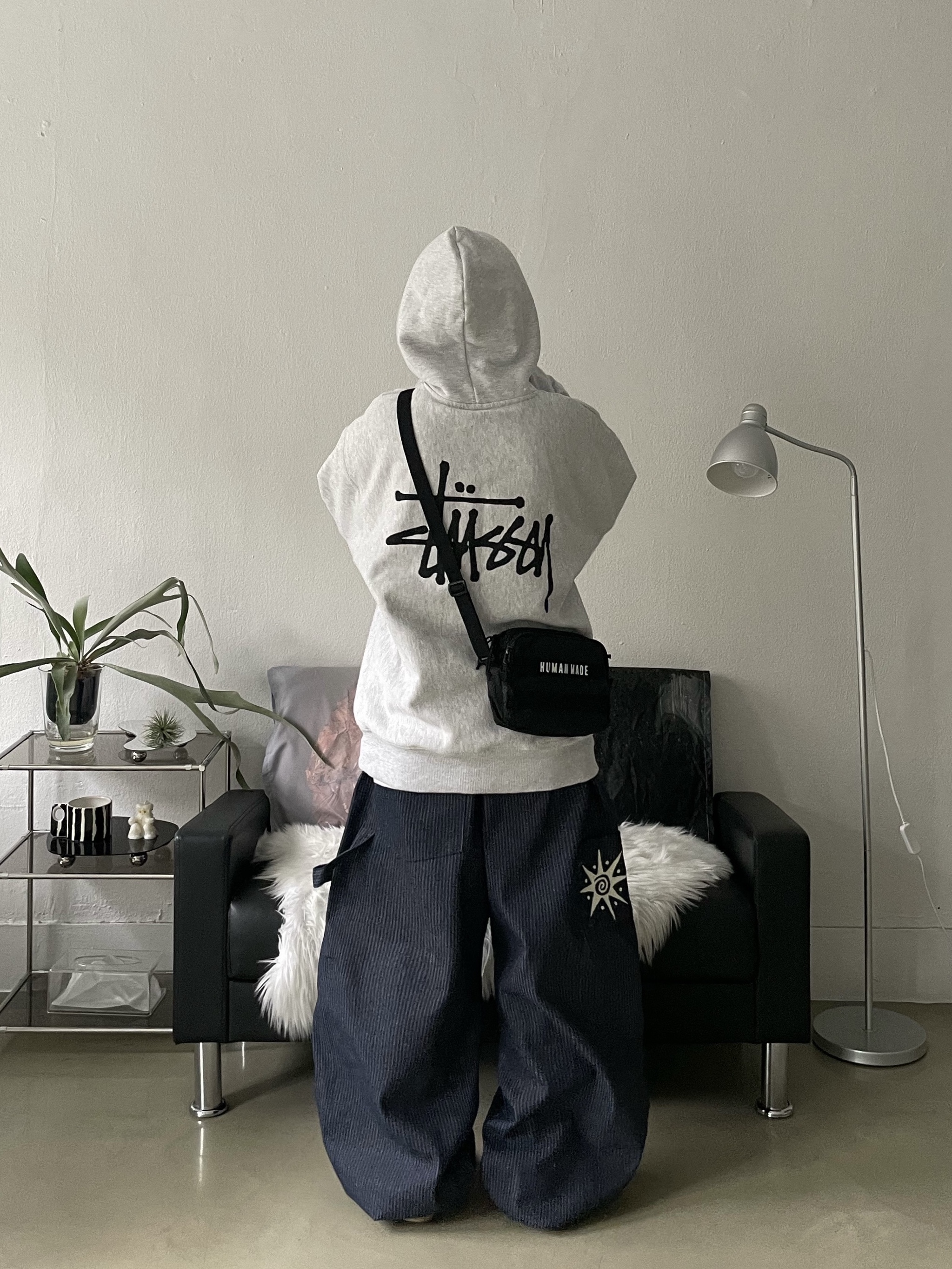 Human Made Military Light Pouch Black, Adidas Superstar Premium Black White 착용 스타일 - 3