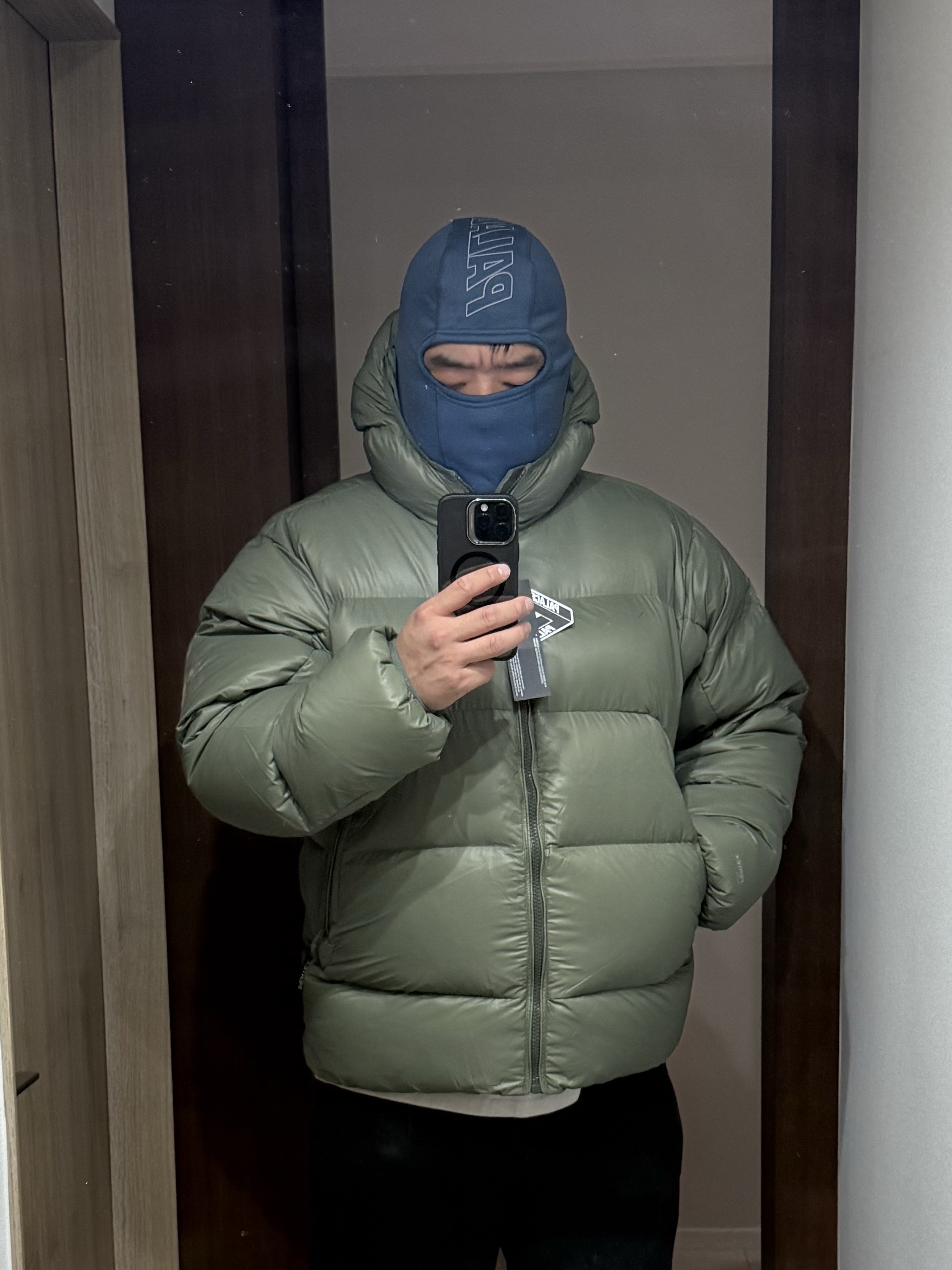 Palace Pertex Opaque Balaclava Puffa Green - 24FW 착용 스타일 - 6