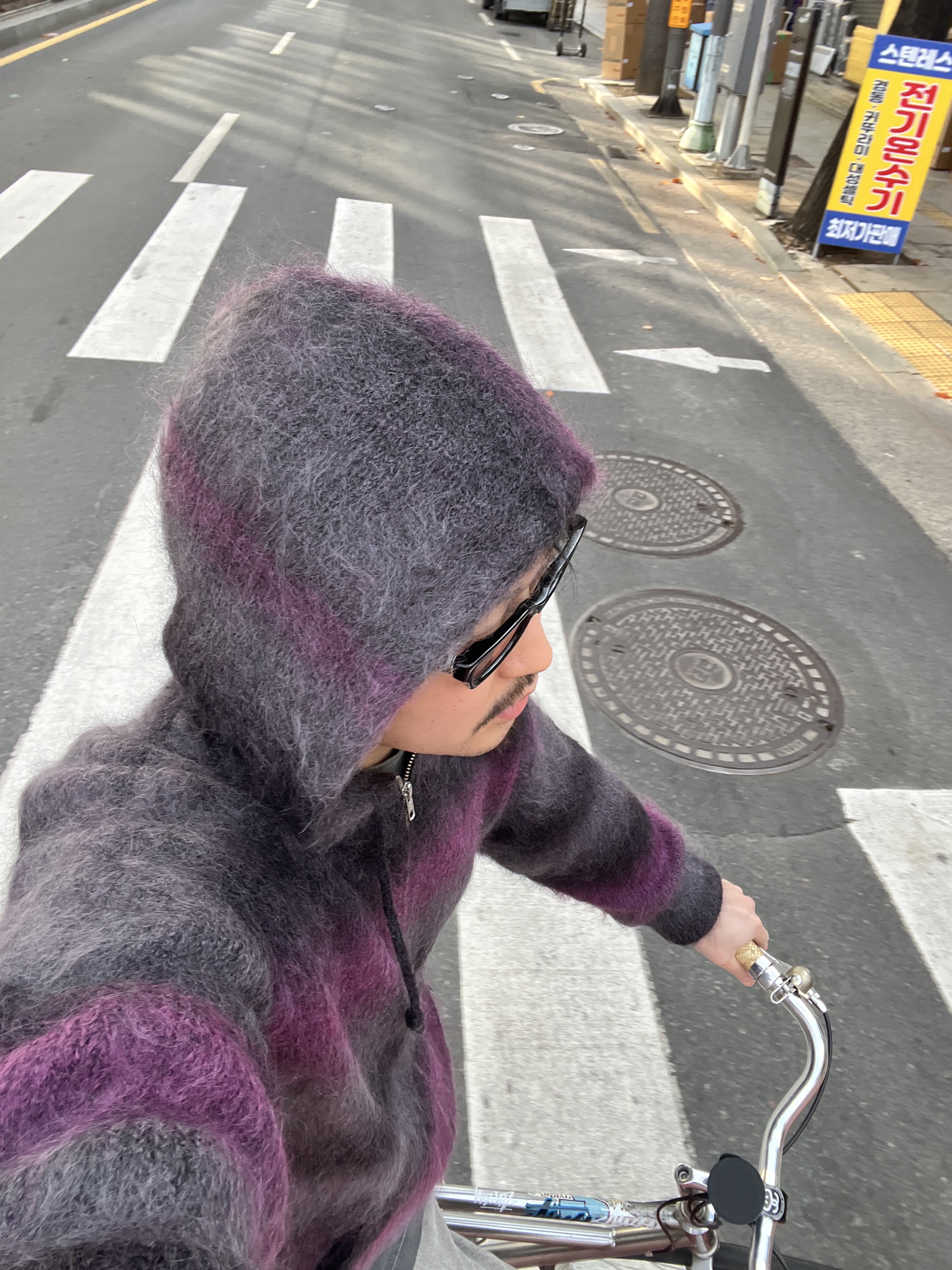 Supreme x Hysteric Glamour Mohair Zip Up Hooded Sweater Black - 24FW 착용 스타일