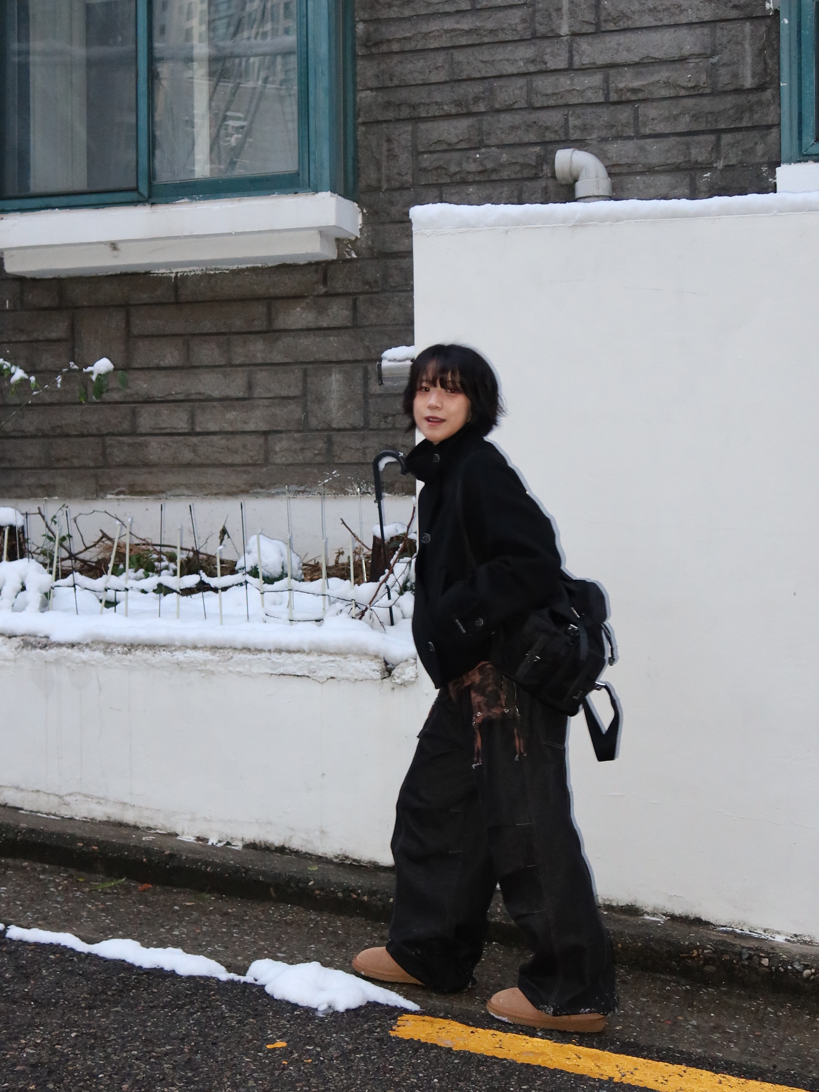 Prada Re-Nylon Small Backpack Black 착용 스타일