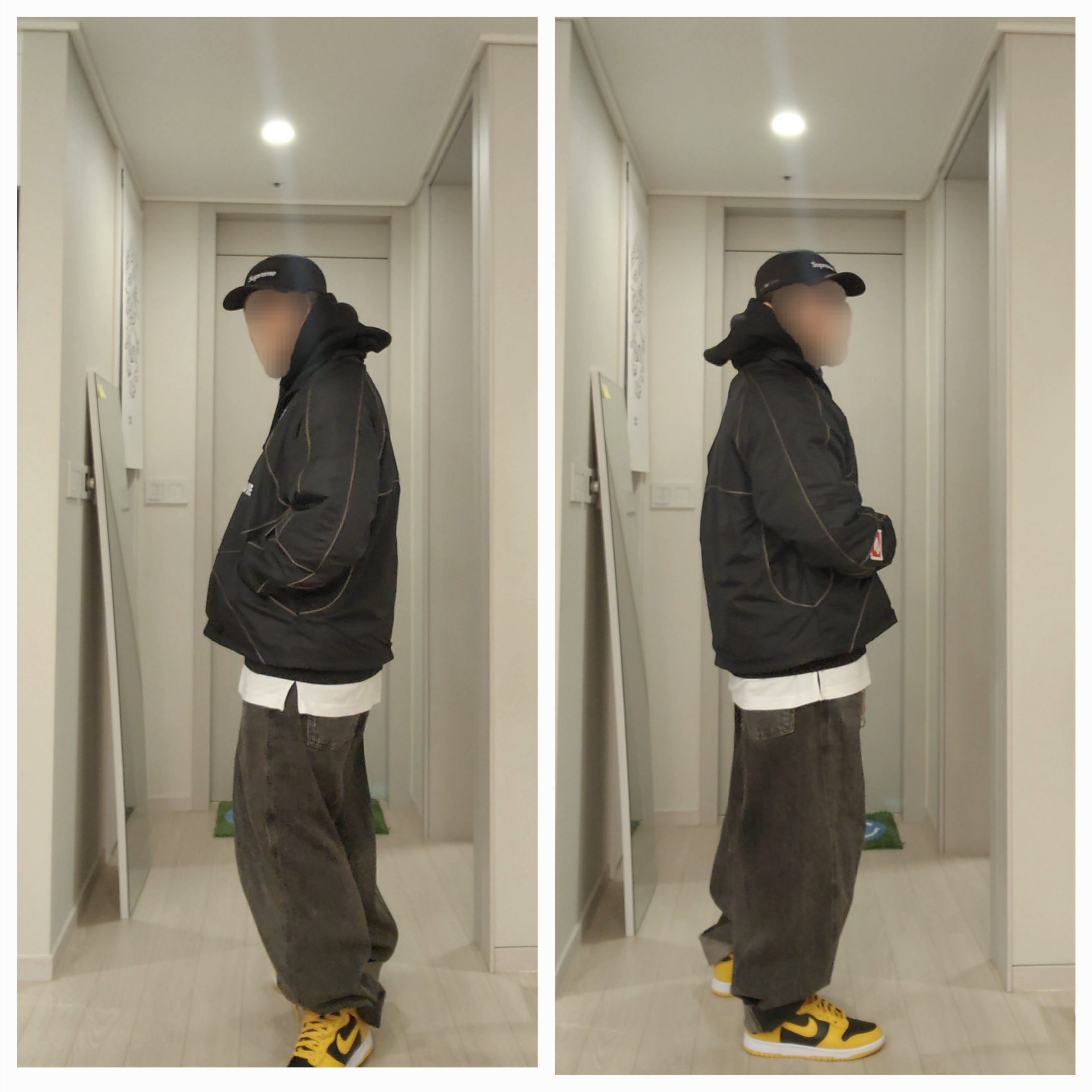 Supreme Reflective Piping Pullover Black - 24FW, Nike Wu-Tang Clan Dunk High Black and Pollen 착용 스타일 - 2