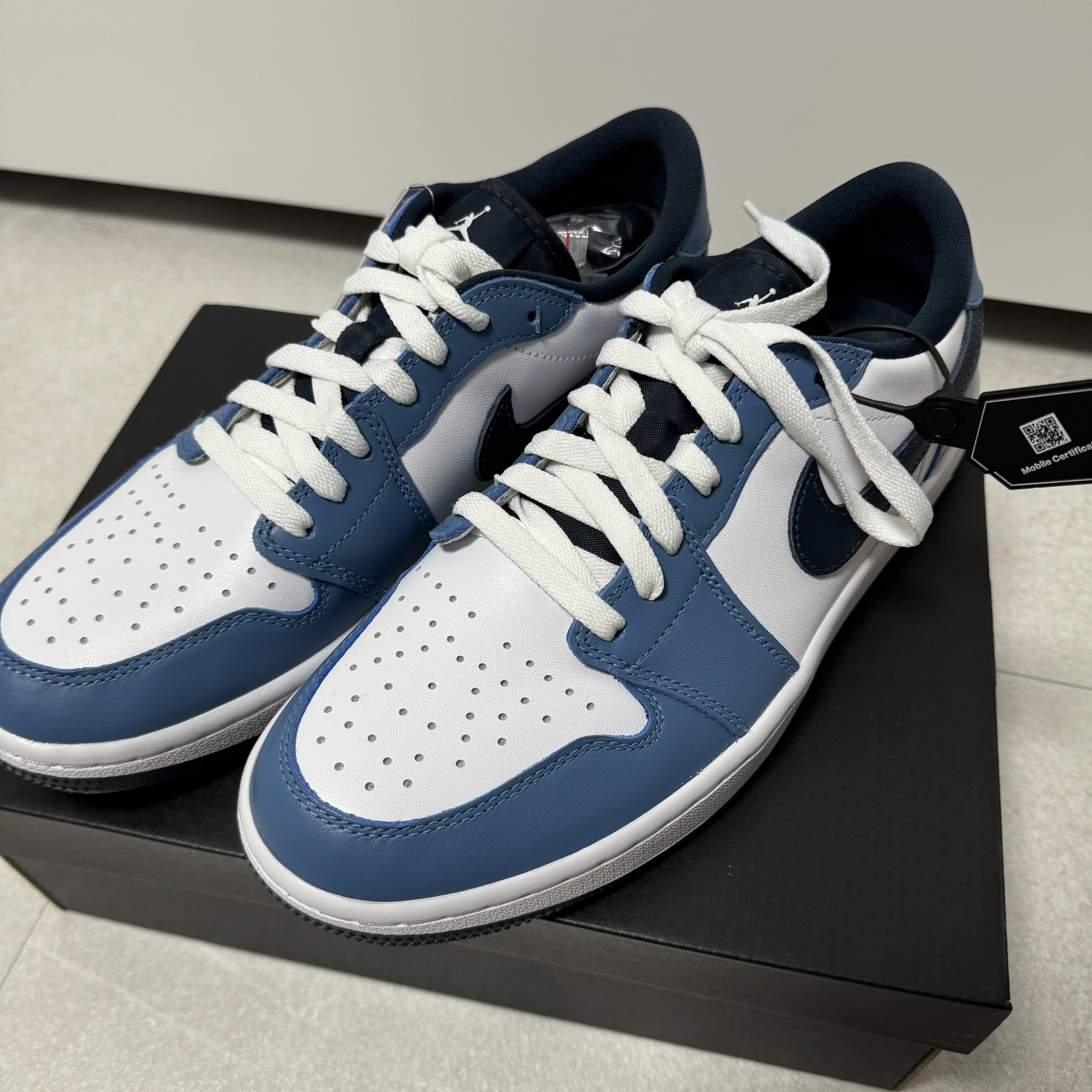 Jordan 1 Low Golf White Aegean Storm 착용 스타일