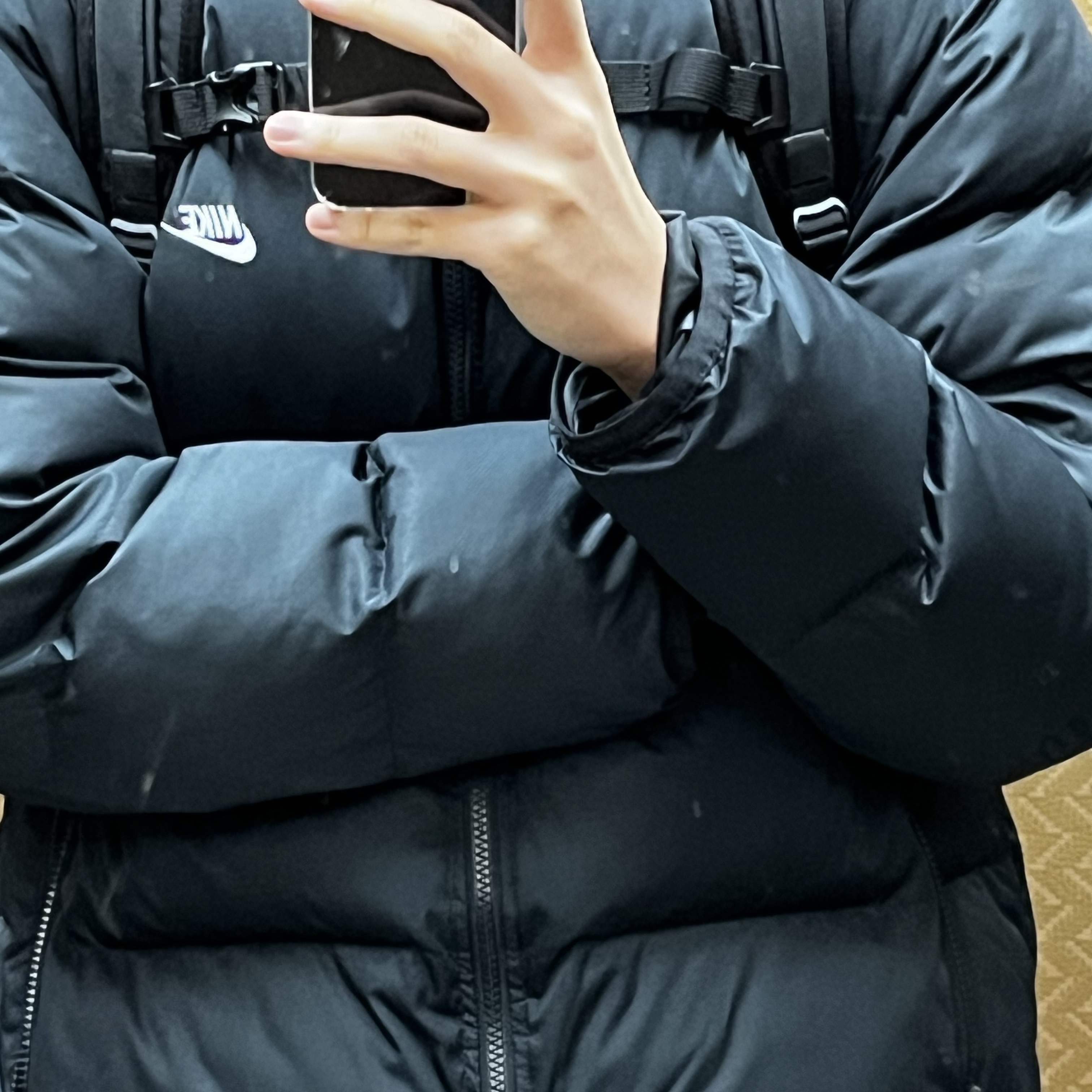 Nike NSW Puffer Jacket Black - Asia 착용 스타일