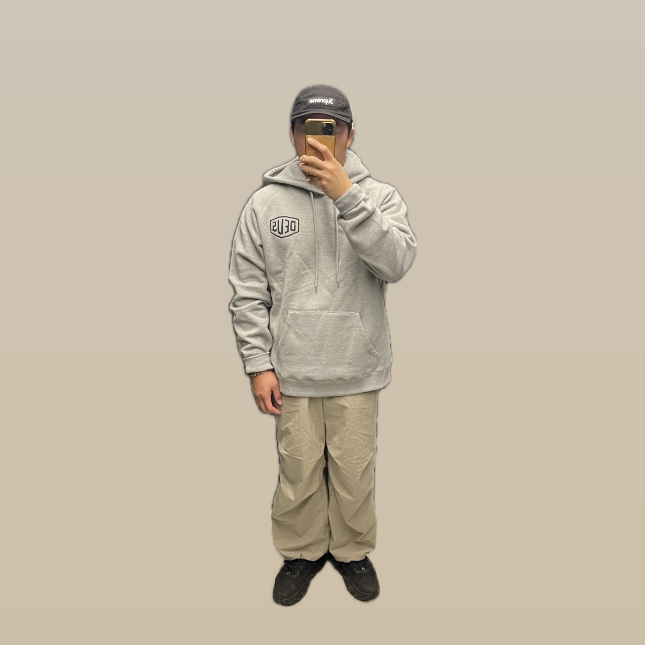 Supreme Washed Chino Twill Camp Cap Black - 24SS, Hoka Bondi 6 Black - Wide 착용 스타일