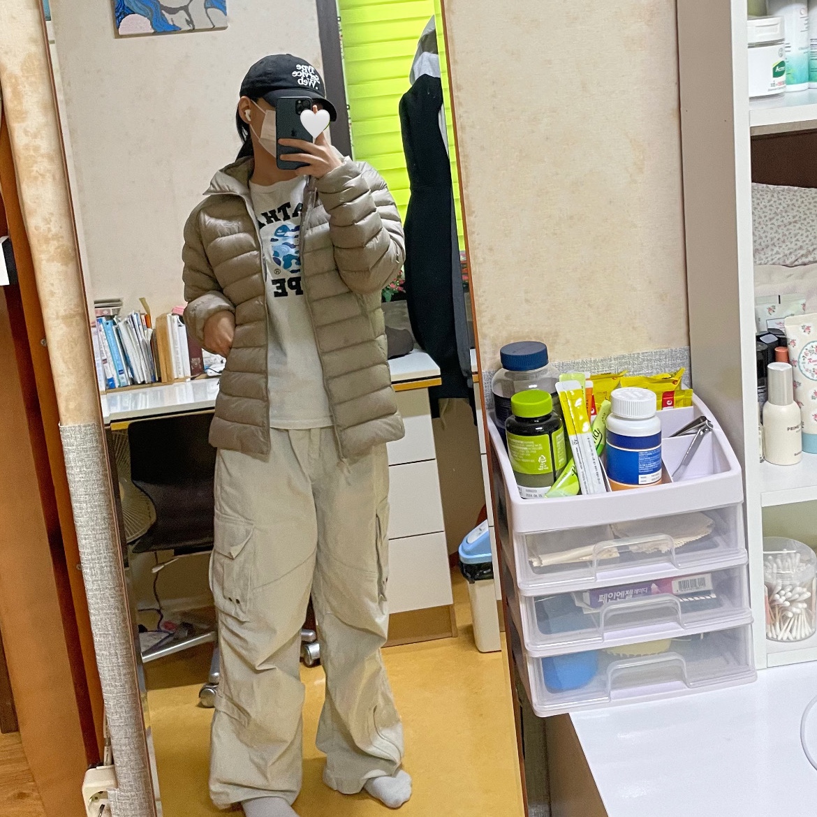 Arc'teryx Cerium Hoody Rune, BAPE ABC Camo College T-Shirt White Blue 착용 스타일 - 1