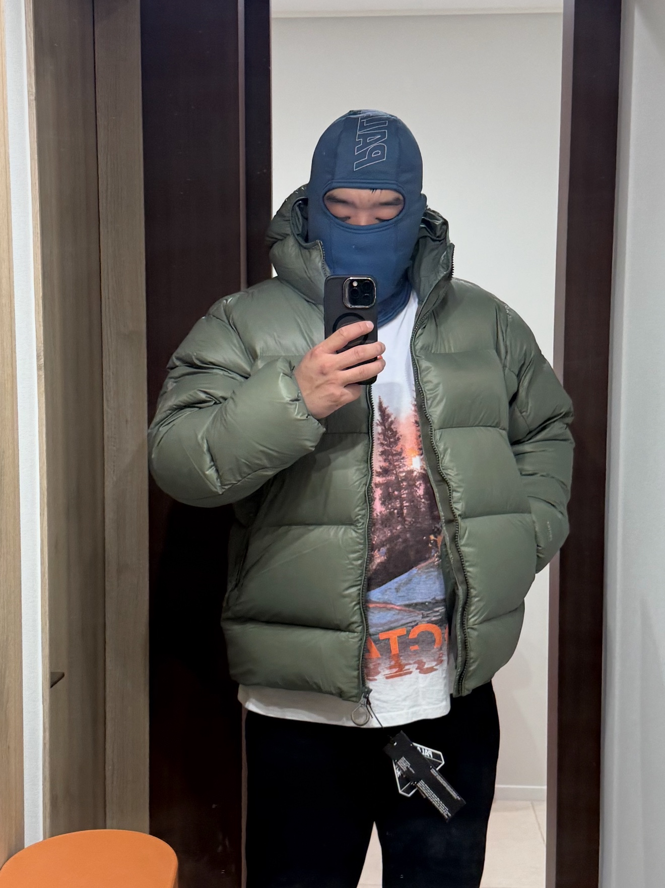 Palace Pertex Opaque Balaclava Puffa Green - 24FW 착용 스타일 - 1