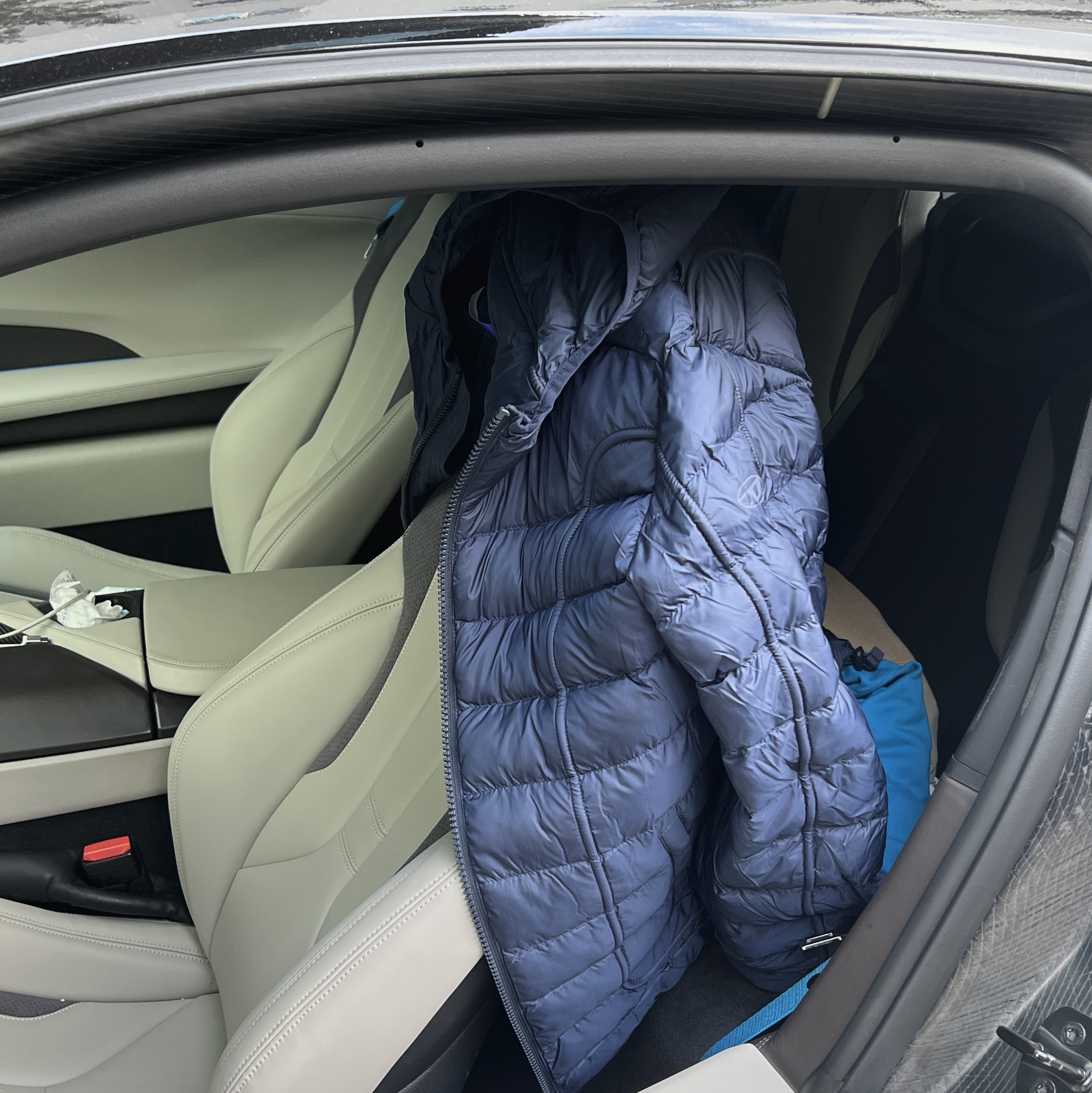 Diesel W-Scottys Puffer Jacket with Piping Blue, Wooyoungmi Cotton Back Logo Hooded Sweatshirt Blue - 23SS 착용 스타일