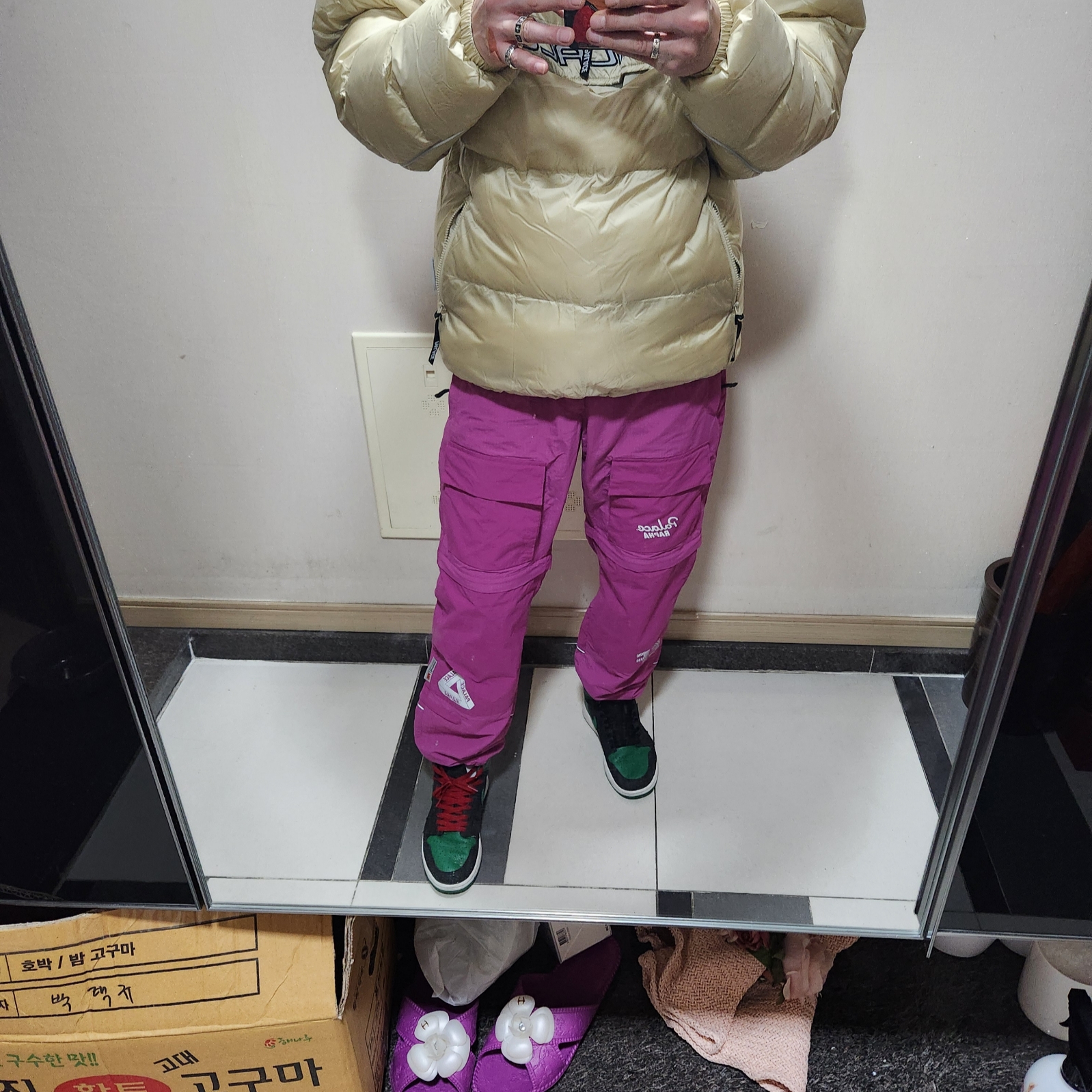 Palace x Rapha EF Education First Tech Zip-Off Trousers Pink - 22SS 착용 스타일