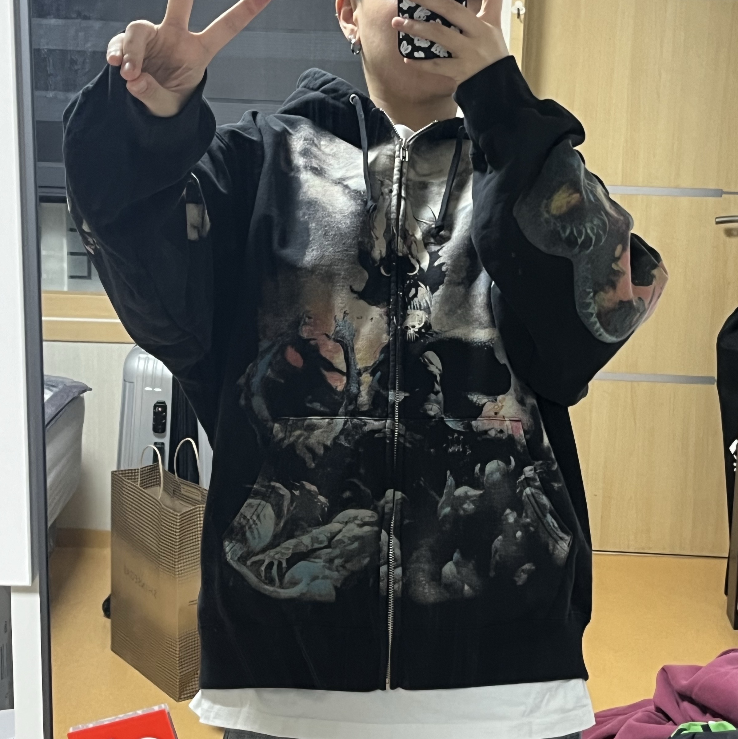 Supreme Frazetta Zip Up Hooded Sweatshirt Black - 24FW 착용 스타일