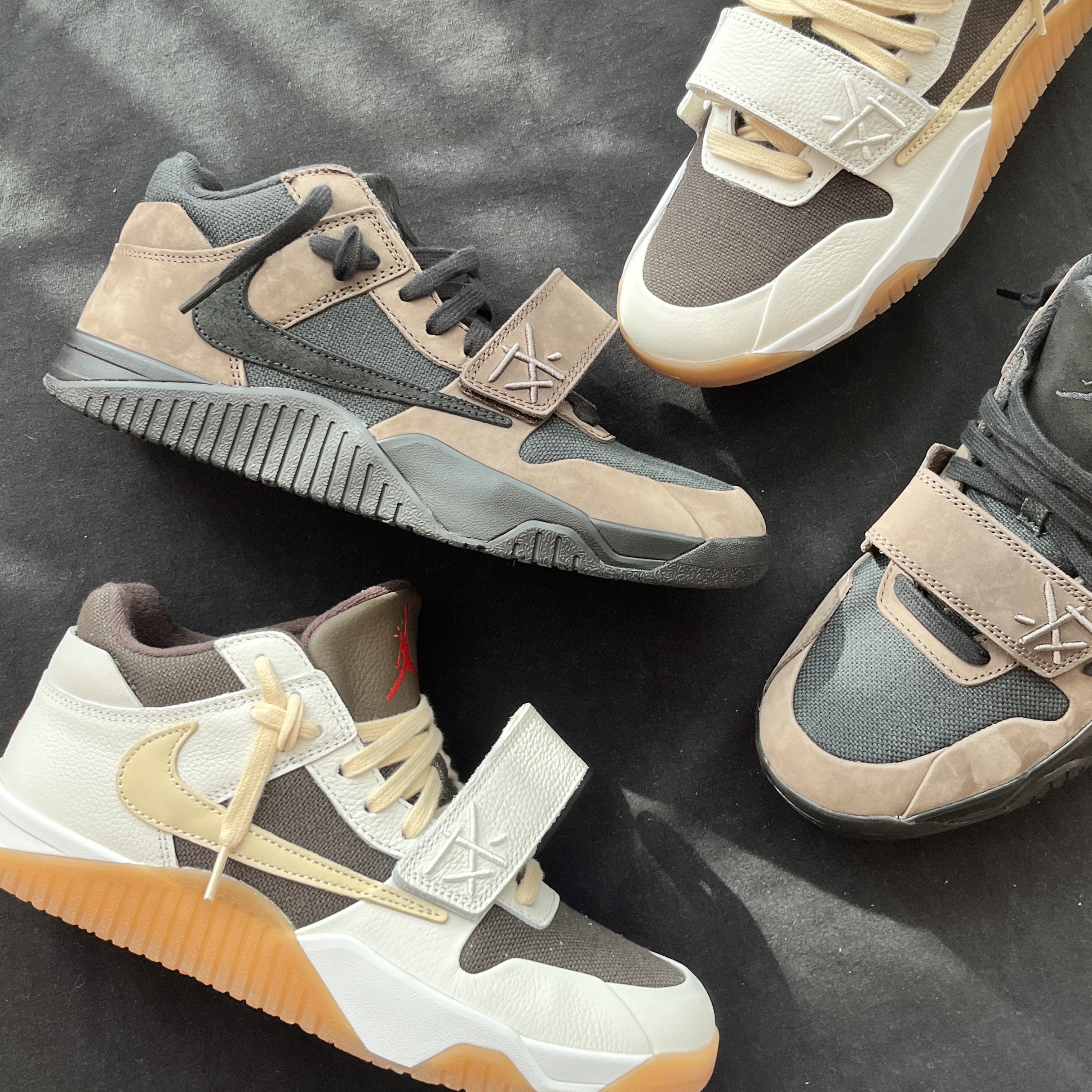Jordan x Travis Scott Jumpman Jack TR Black and Dark Mocha, Jordan x Travis Scott Jumpman Jack TR Sail and Dark Mocha 착용 스타일 - 1