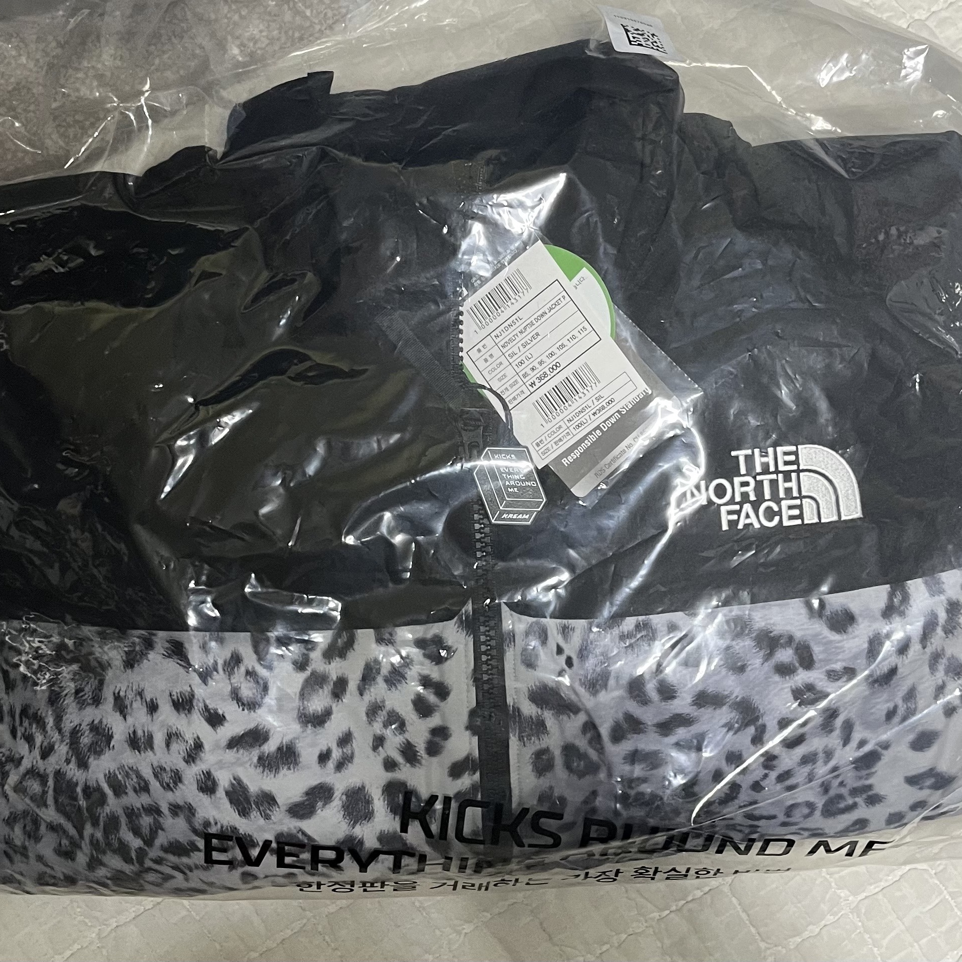 The North Face White Label Novelty Nuptse Down Jacket P Silver 착용 스타일