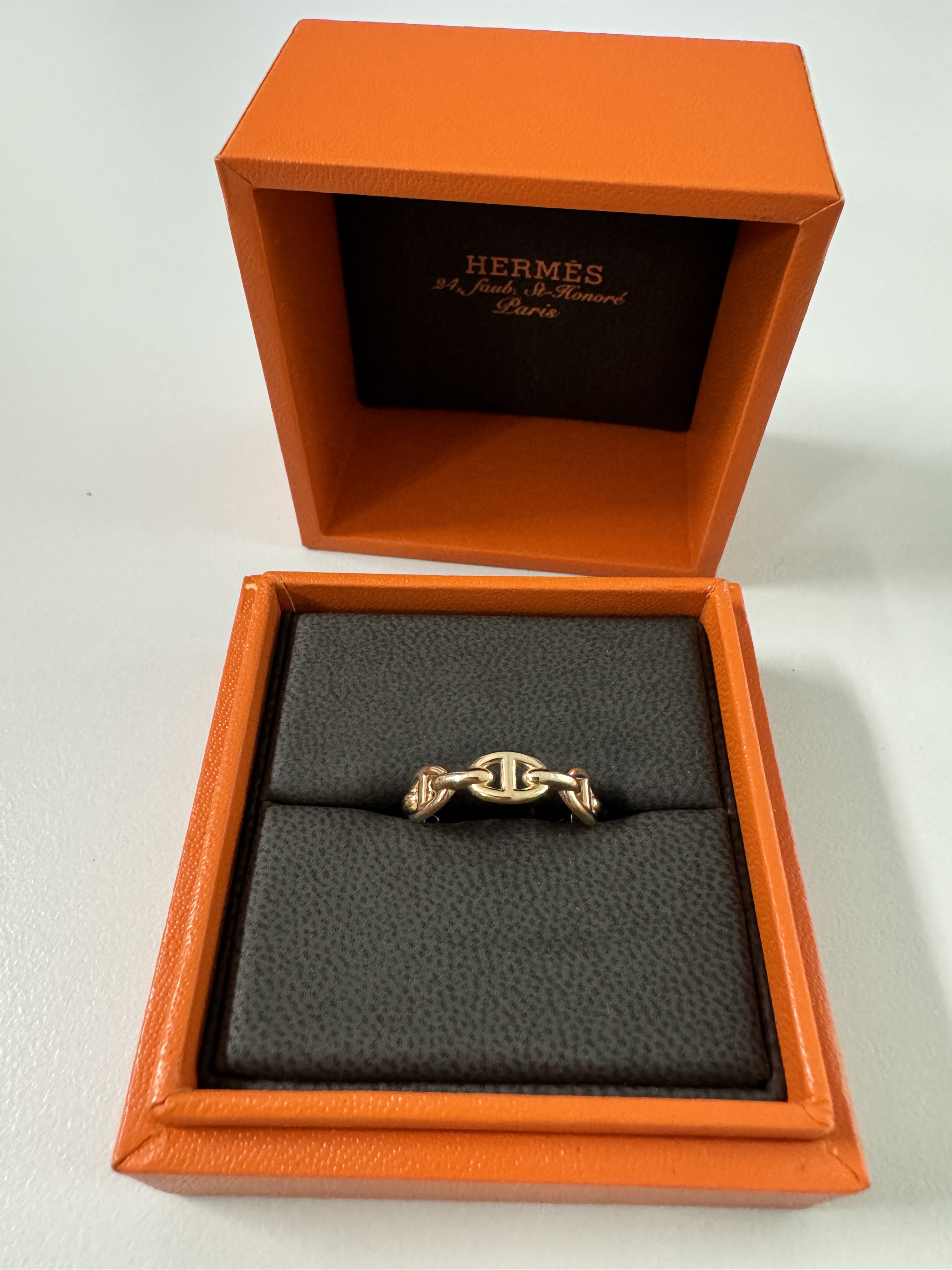 (W) Hermes Small Chaine D'Ancre Enchainee Ring Rose Gold 착용 스타일