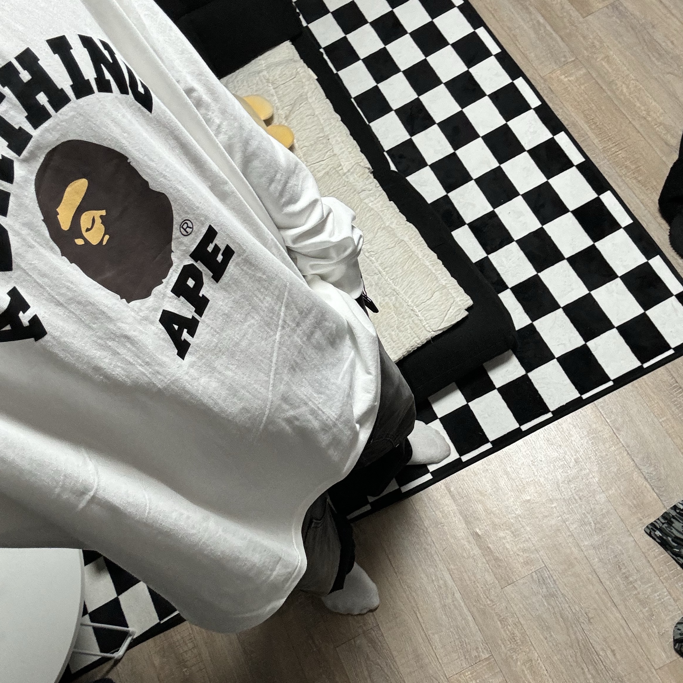 BAPE College L/S T-Shirt White 착용 스타일