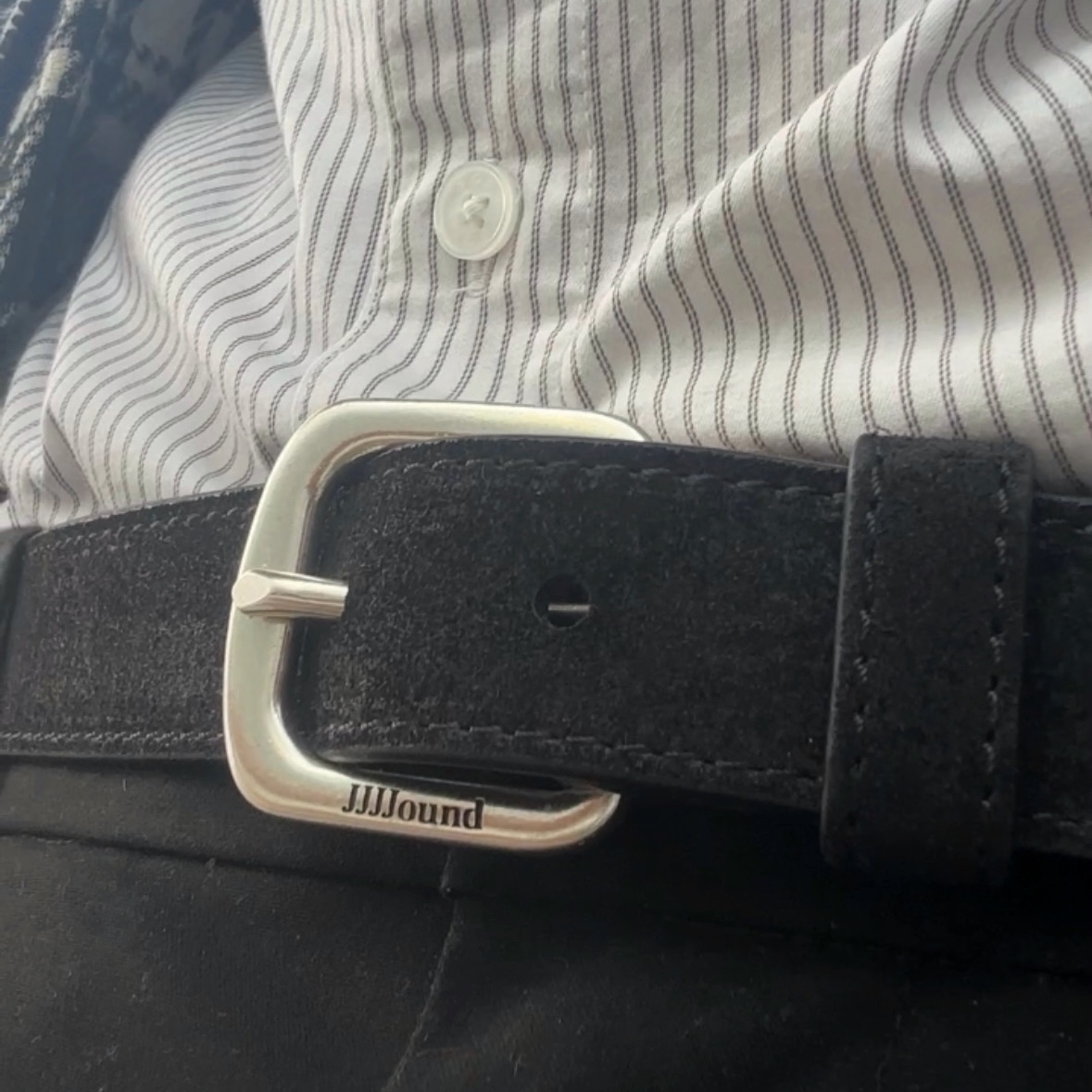 Levi's x JJJJound Belt Black 착용 스타일