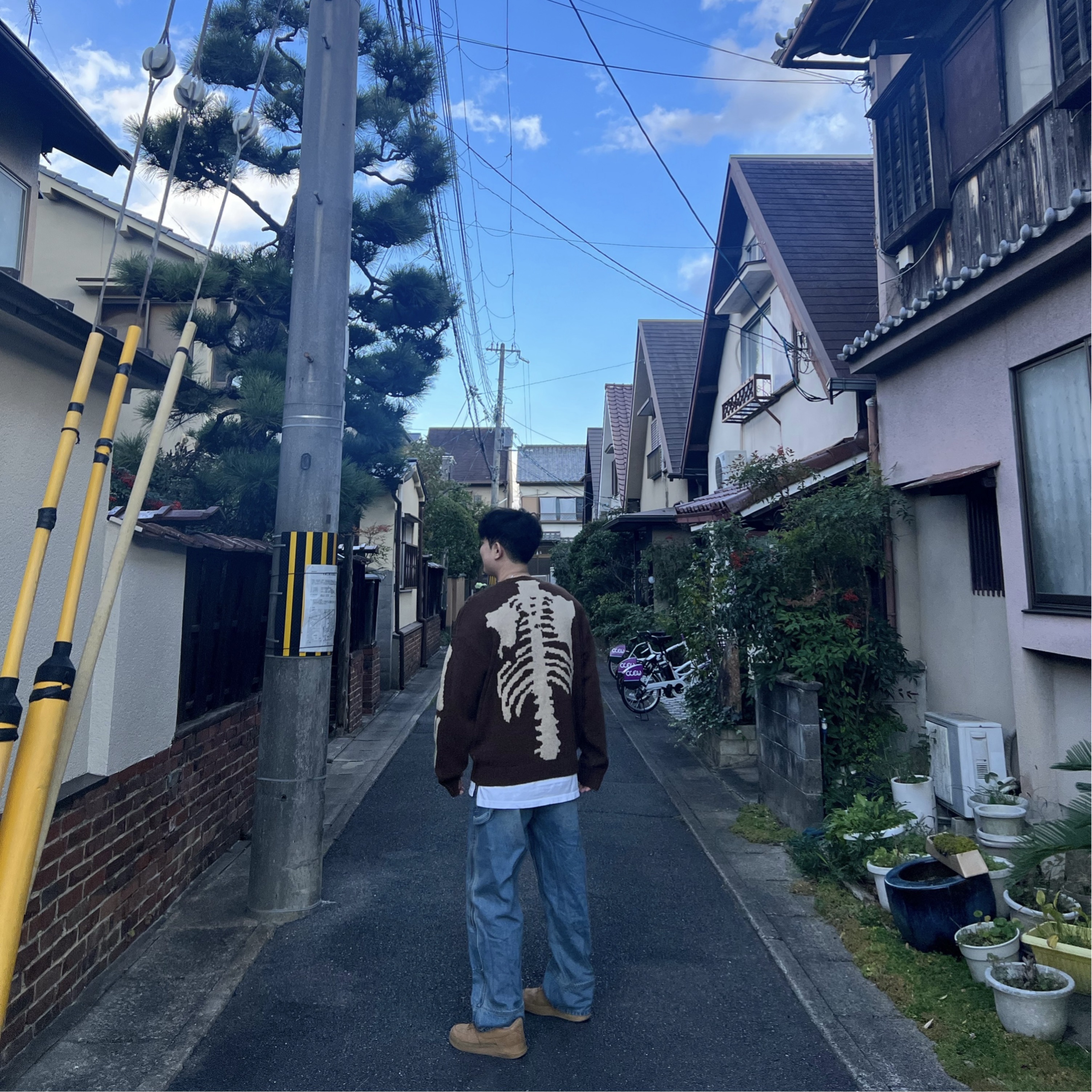 Kapital 5G Wool Bone Crewneck Sweater Brown, Nike Air Force 1 '07 WB Flax 착용 스타일 - 2